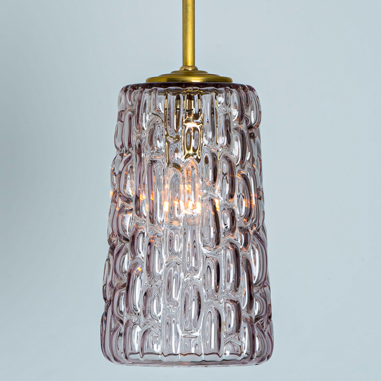 Several Purple Glass Pendant Lights in Style of Kalmar, 1950s