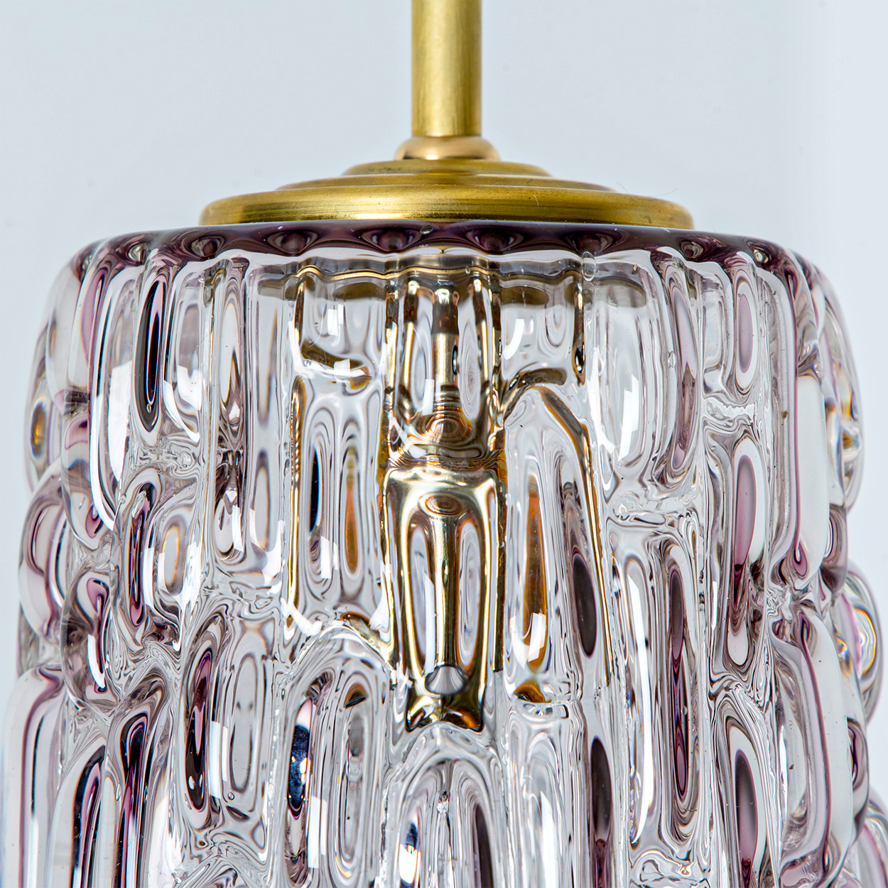 Several Purple Glass Pendant Lights in Style of Kalmar, 1950s