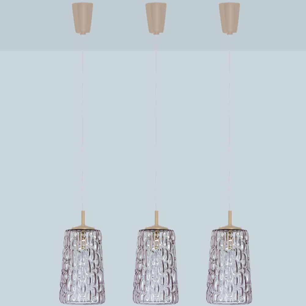 Several Purple Glass Pendant Lights in Style of Kalmar, 1950s