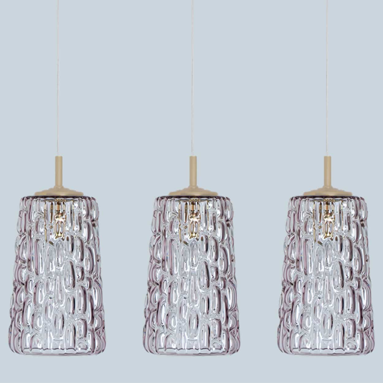 Several Purple Glass Pendant Lights in Style of Kalmar, 1950s