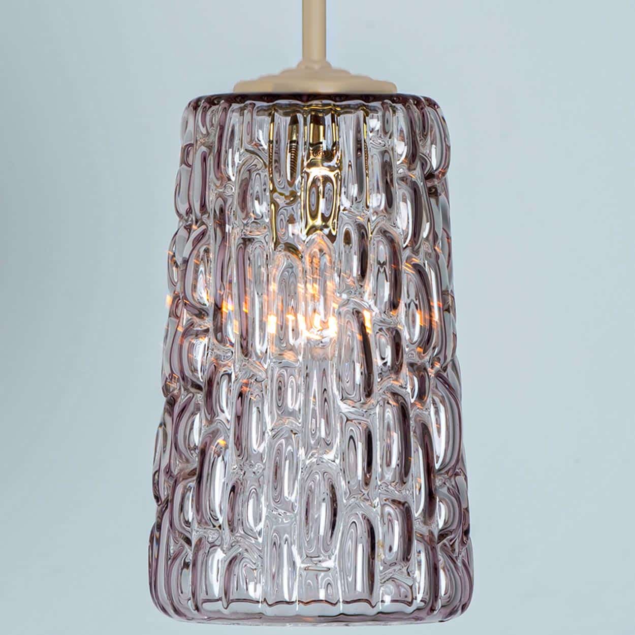 Several Purple Glass Pendant Lights in Style of Kalmar, 1950s
