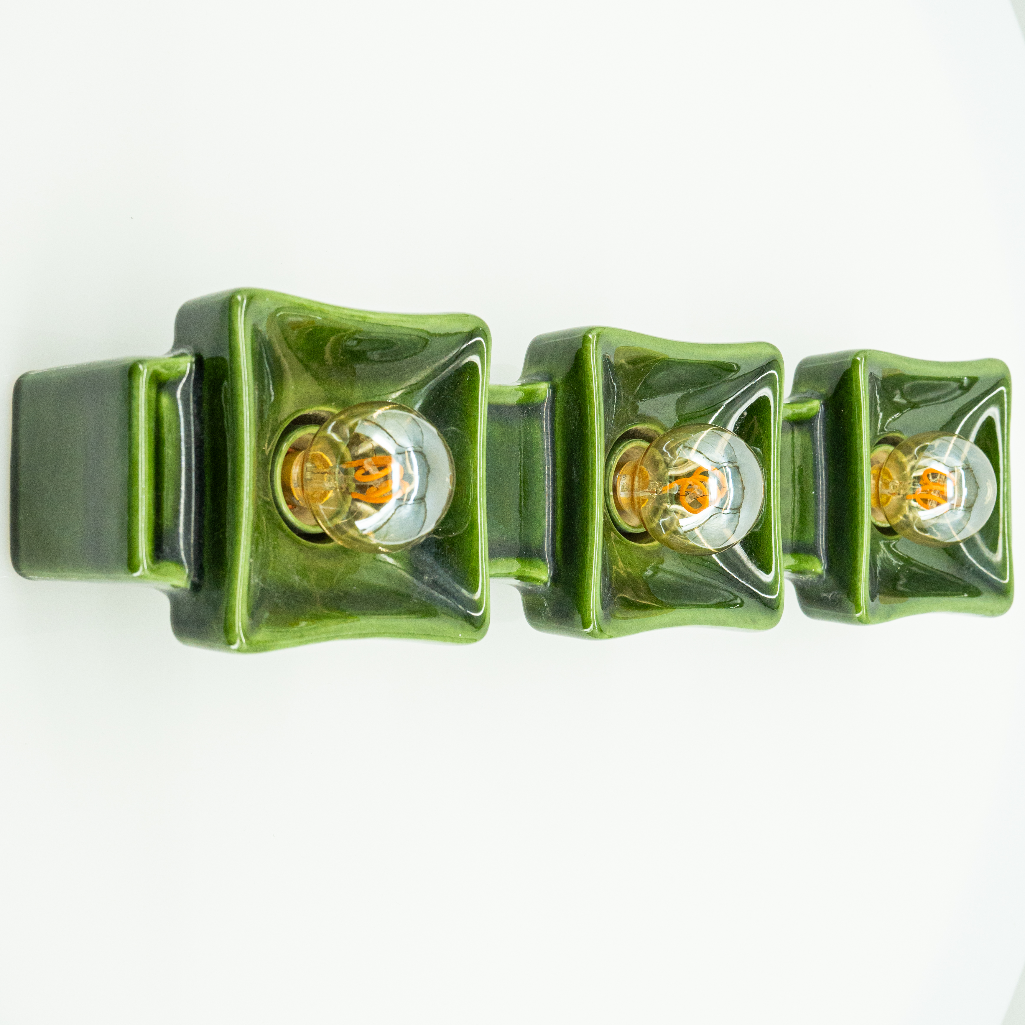 Pan Ceramics Green Textured Traffic Wall Light, 1960s