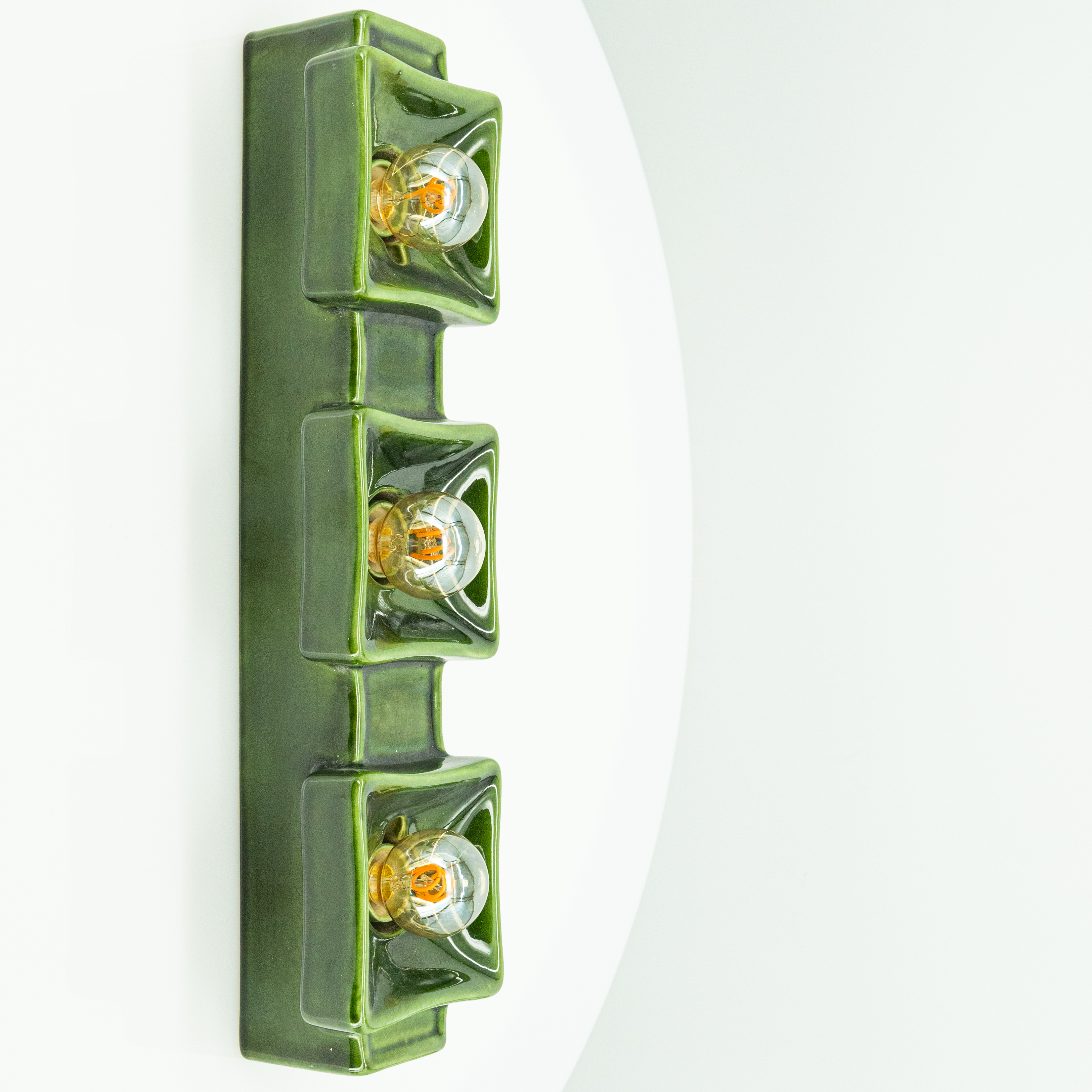 Pan Ceramics Green Textured Traffic Wall Light, 1960s