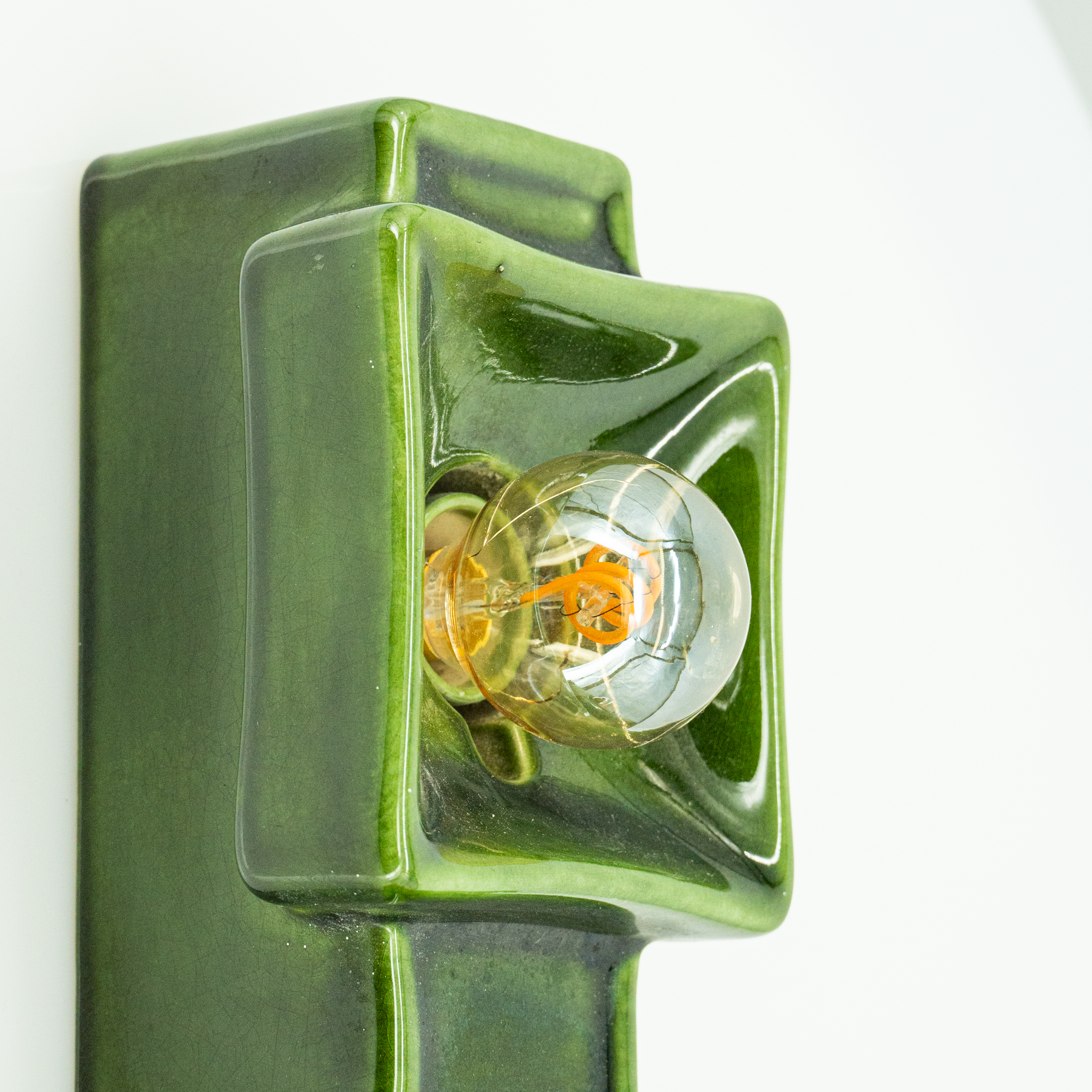 Pan Ceramics Green Textured Traffic Wall Light, 1960s