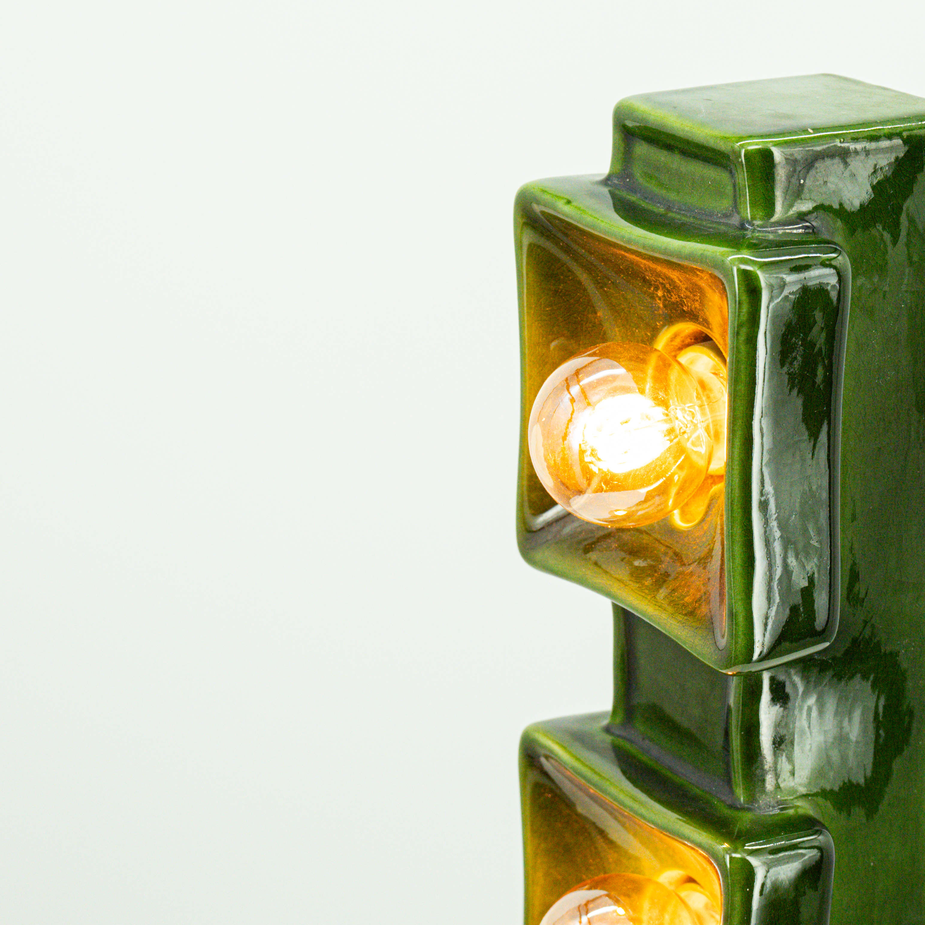 Pan Ceramics Green Textured Traffic Wall Light, 1960s