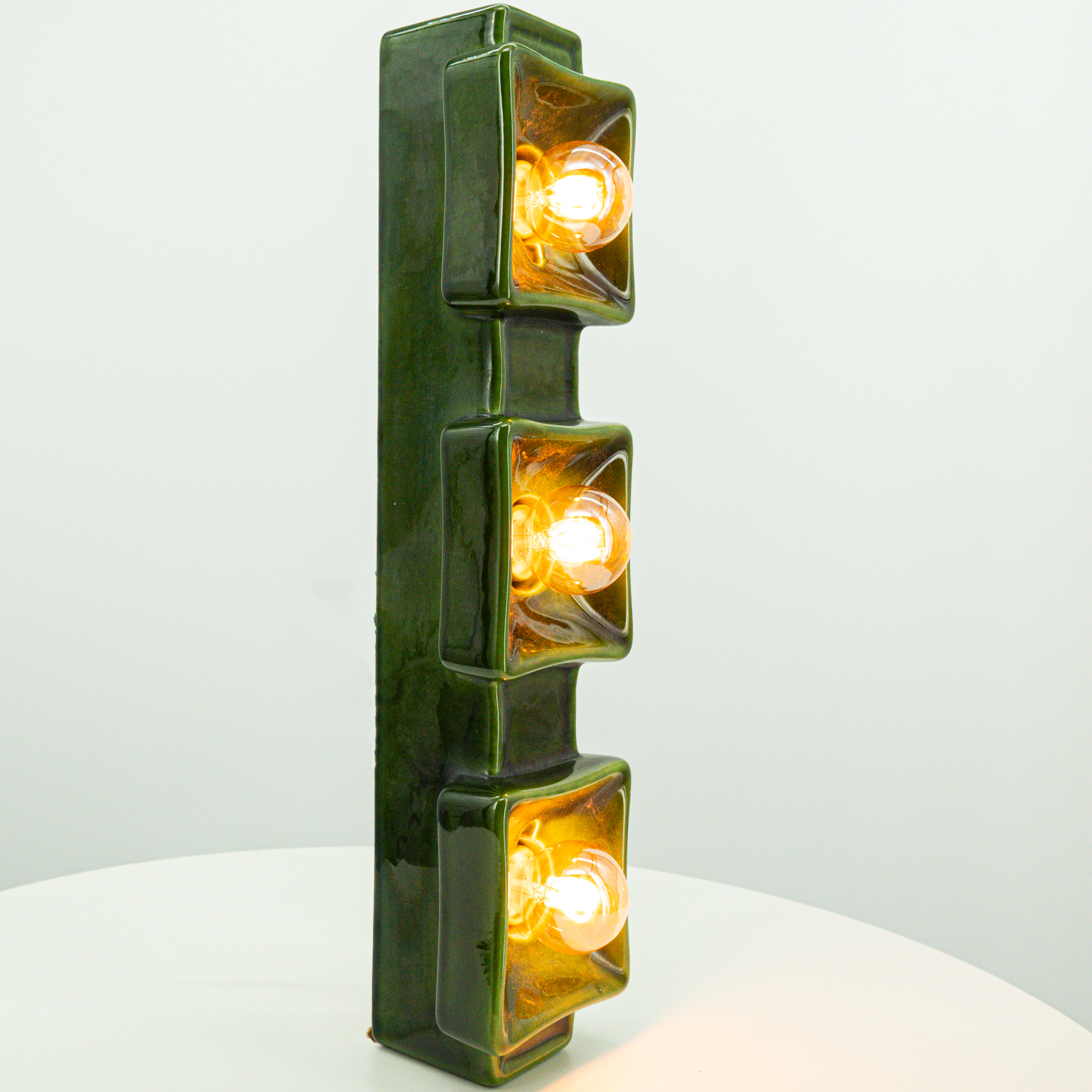 Pan Ceramics Green Textured Traffic Wall Light, 1960s