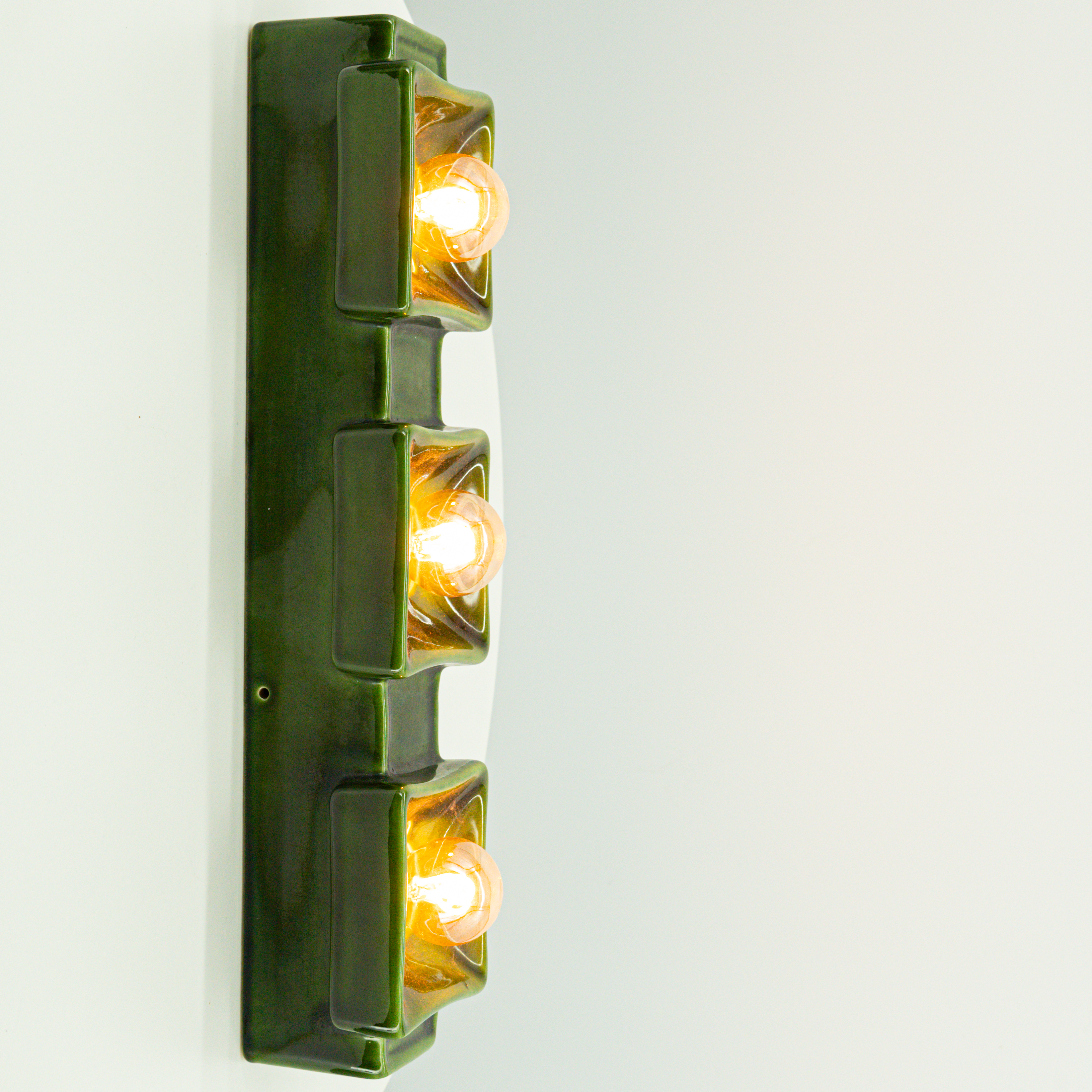 Pan Ceramics Green Textured Traffic Wall Light, 1960s