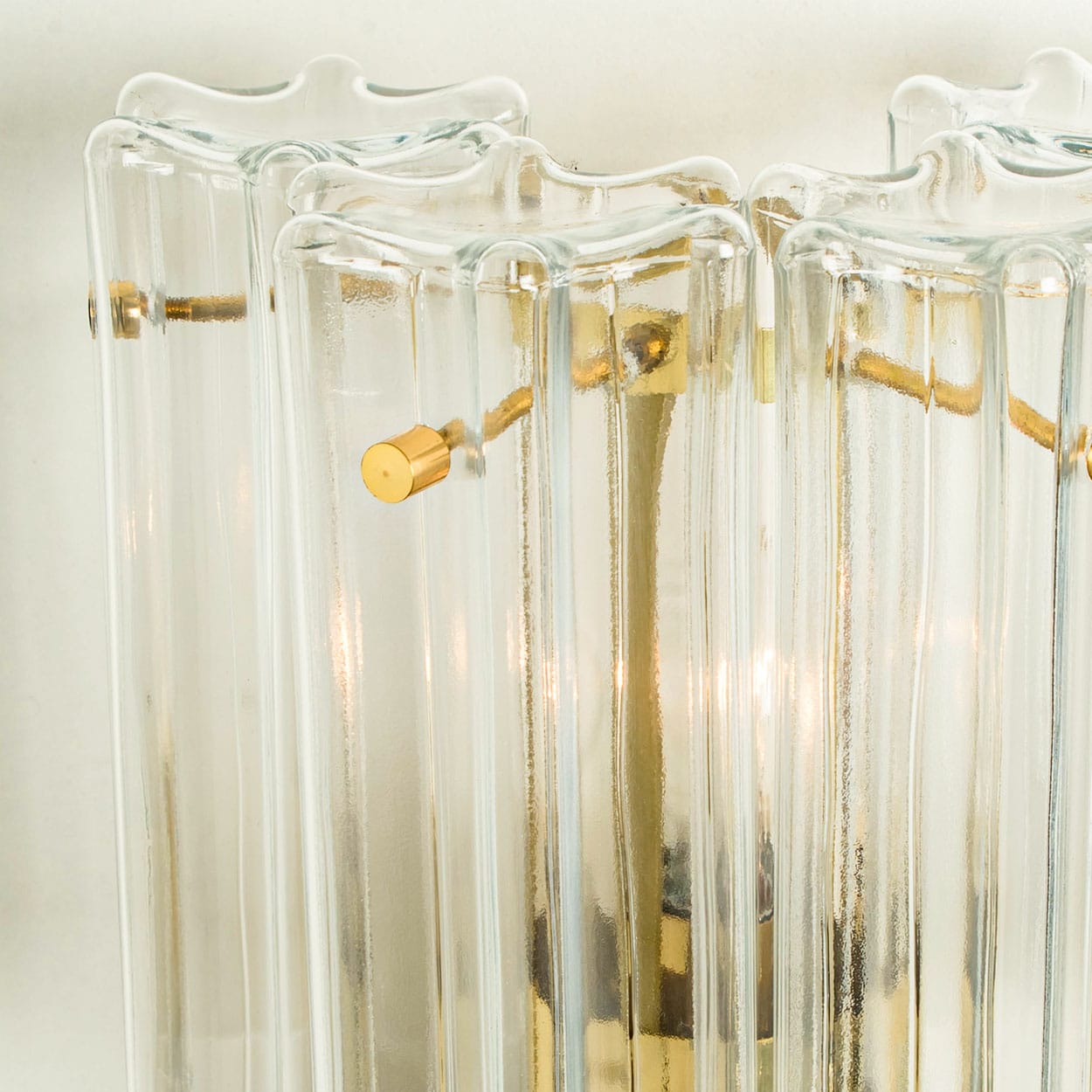 Several Brass & Glass Wall Lights Hillebrand Germany, 1960s