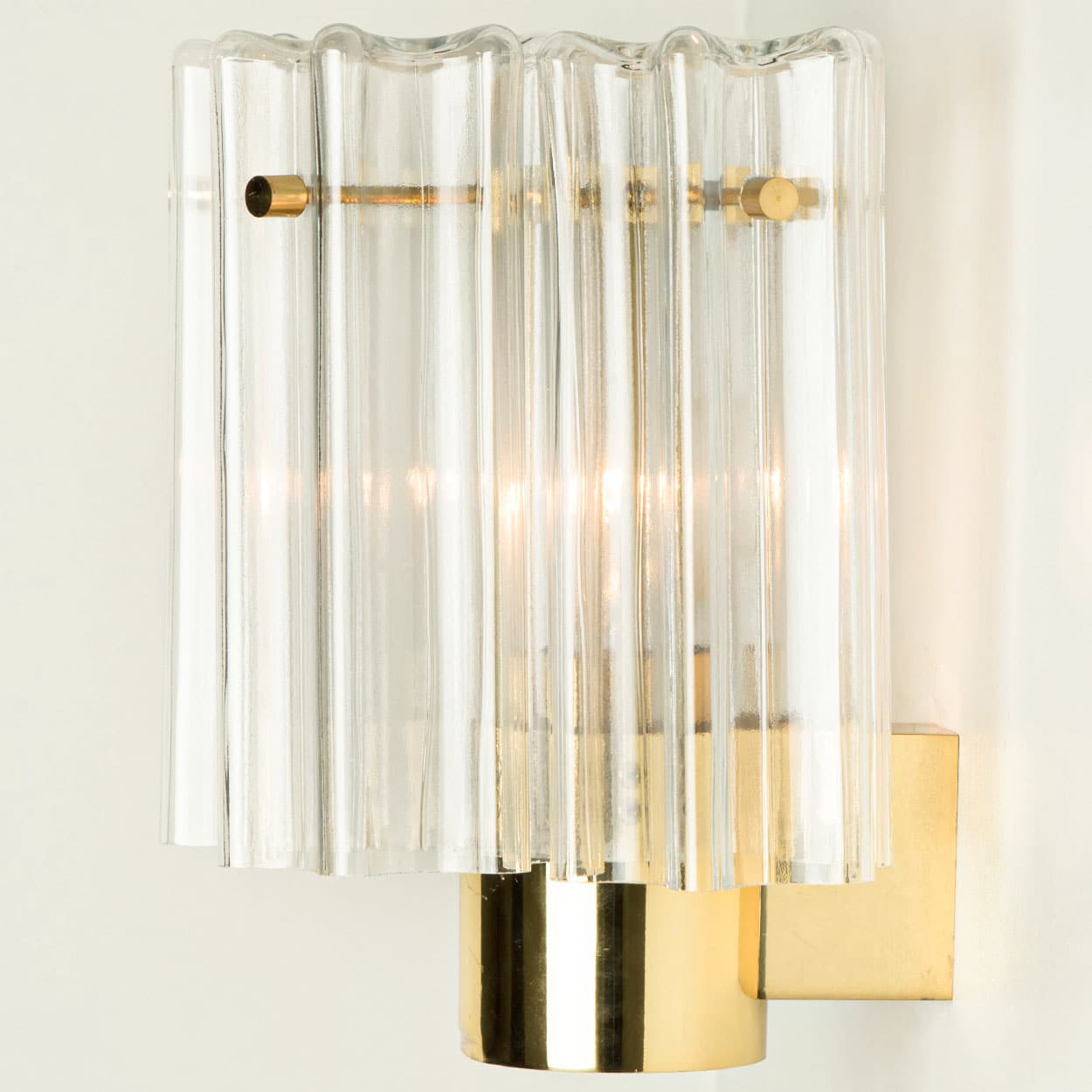 Several Brass & Glass Wall Lights Hillebrand Germany, 1960s