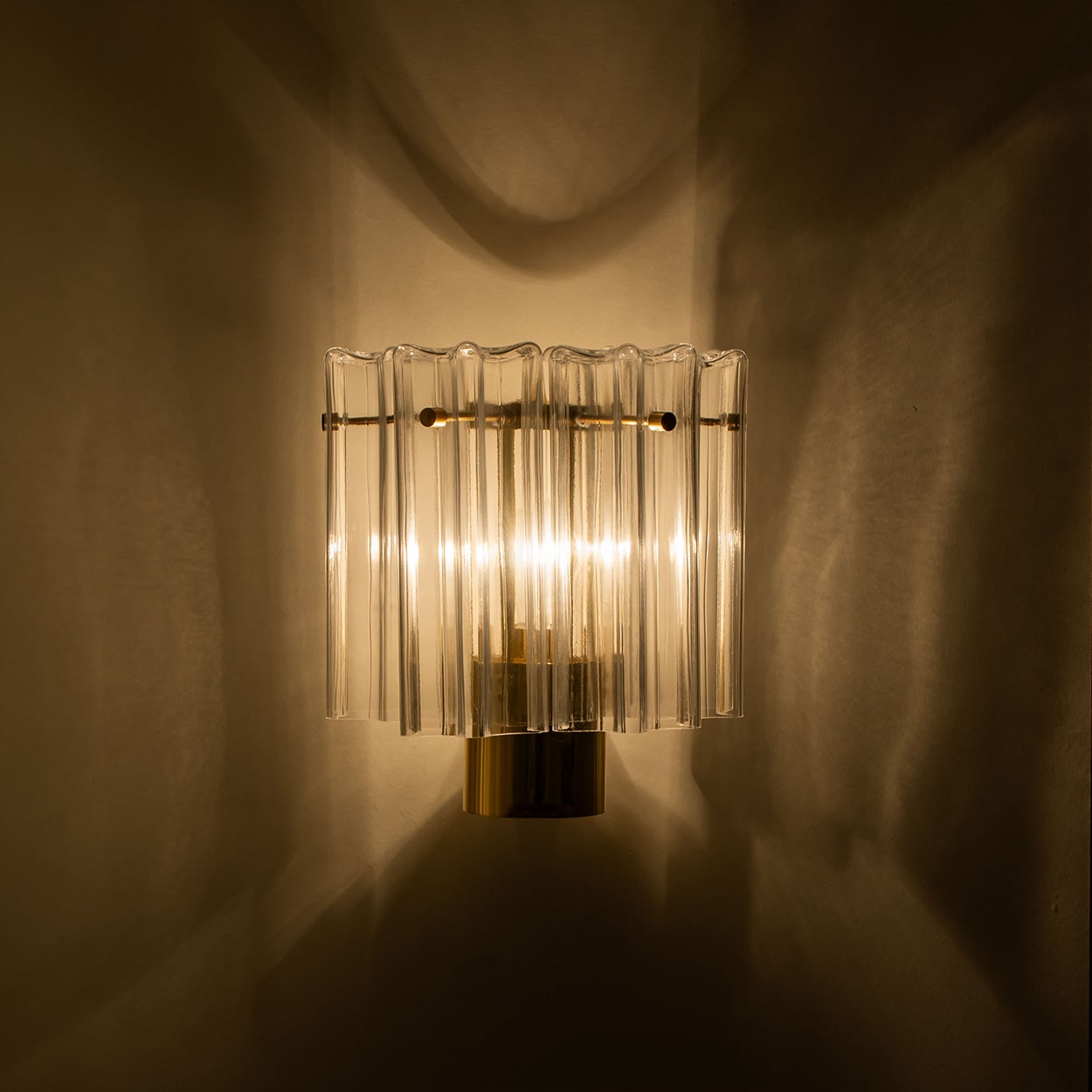 Several Brass & Glass Wall Lights Hillebrand Germany, 1960s