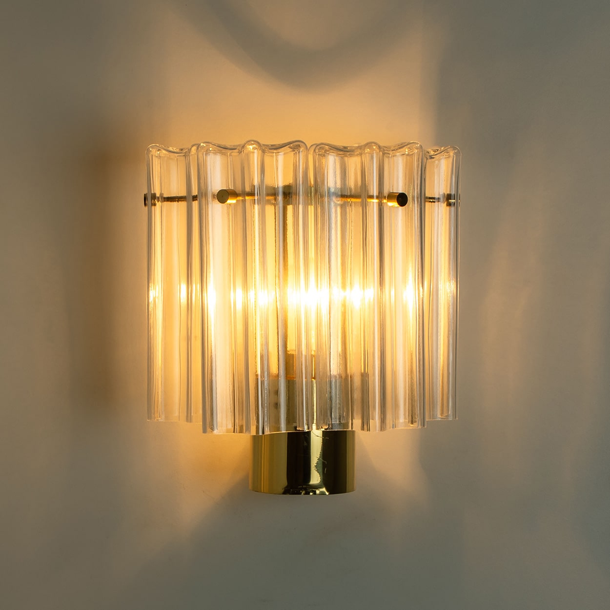 Several Brass & Glass Wall Lights Hillebrand Germany, 1960s