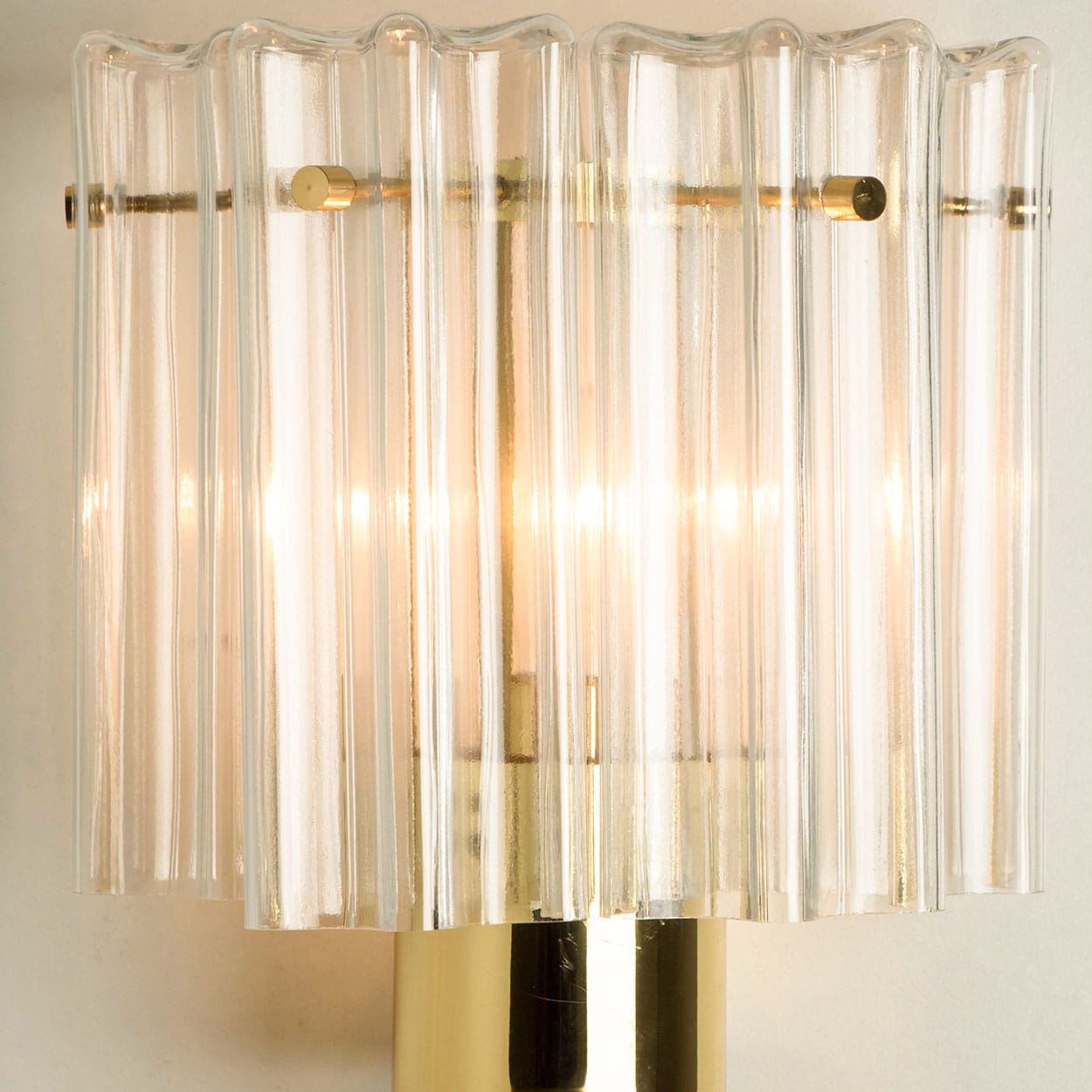 Several Brass & Glass Wall Lights Hillebrand Germany, 1960s