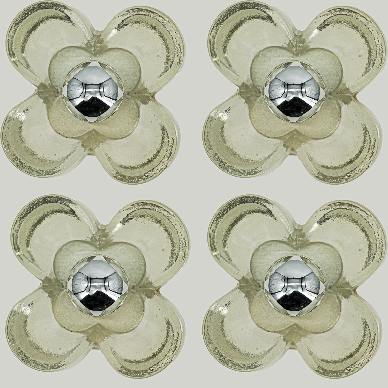 Several Flower Wall Lights, Brass and Glass by Sische, 1970s, Germany