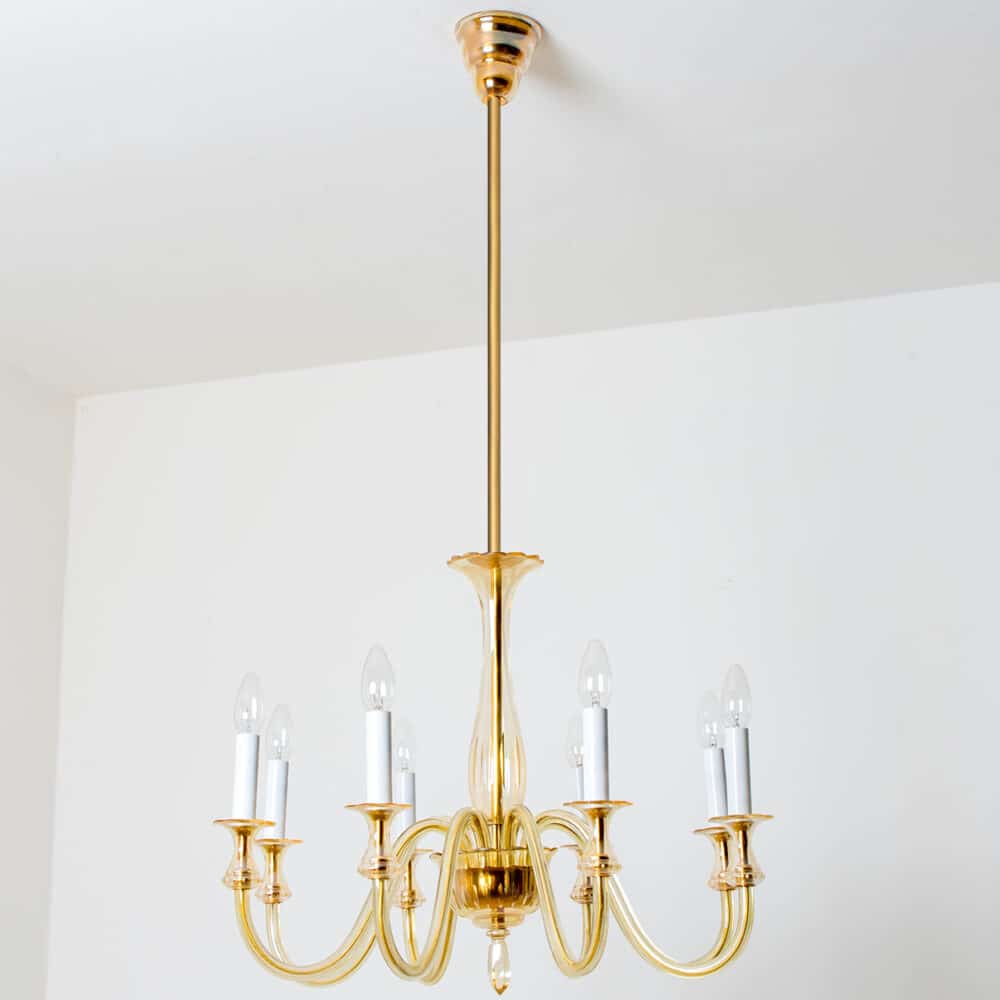 Stunning Murano Glass Chandelier 8 arms, Italy, 1960