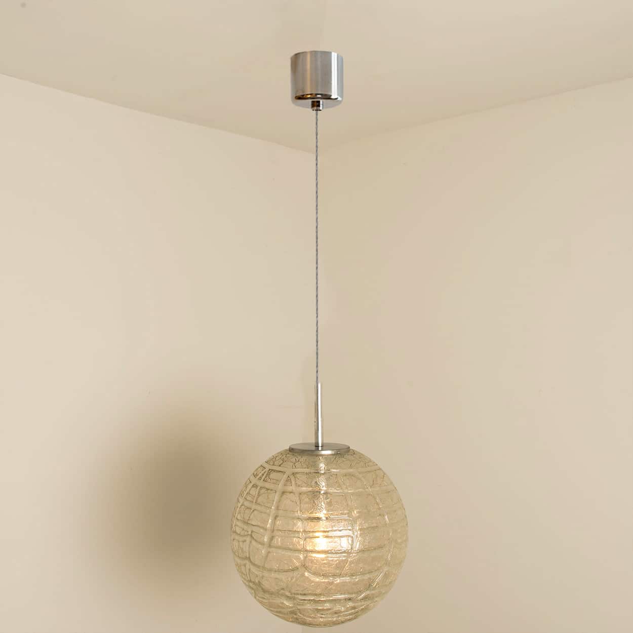 1 of the 3 Murano Clear Glass Pendant Lights, 1960s