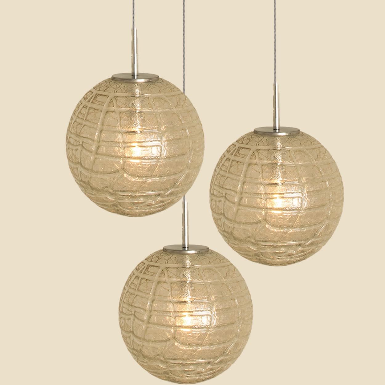 1 of the 3 Murano Clear Glass Pendant Lights, 1960s