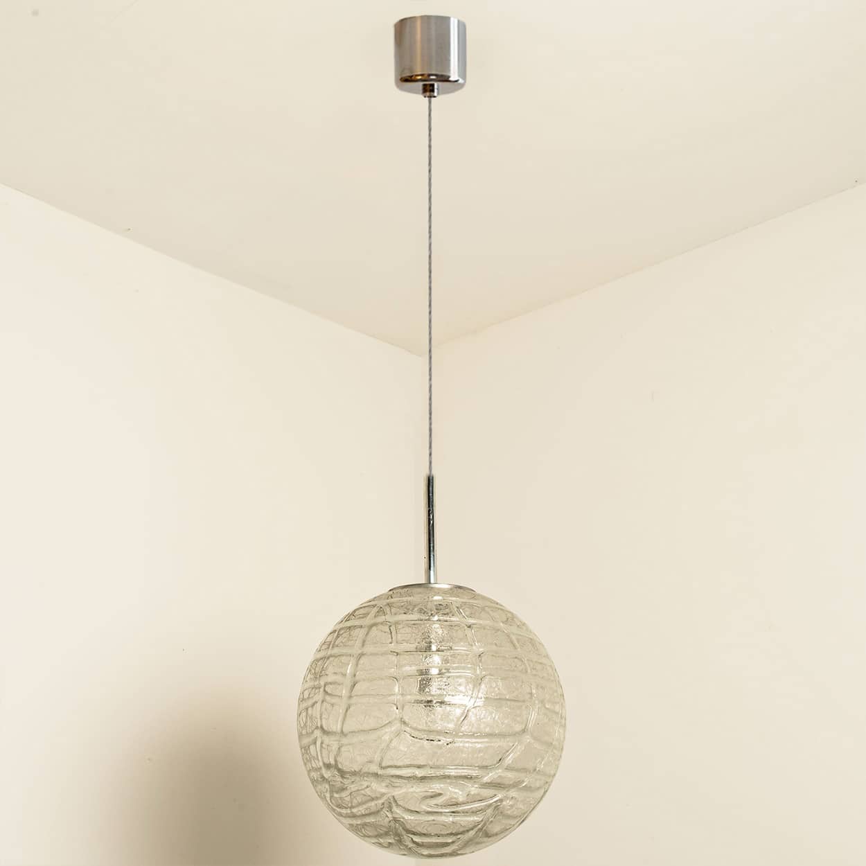 1 of the 3 Murano Clear Glass Pendant Lights, 1960s