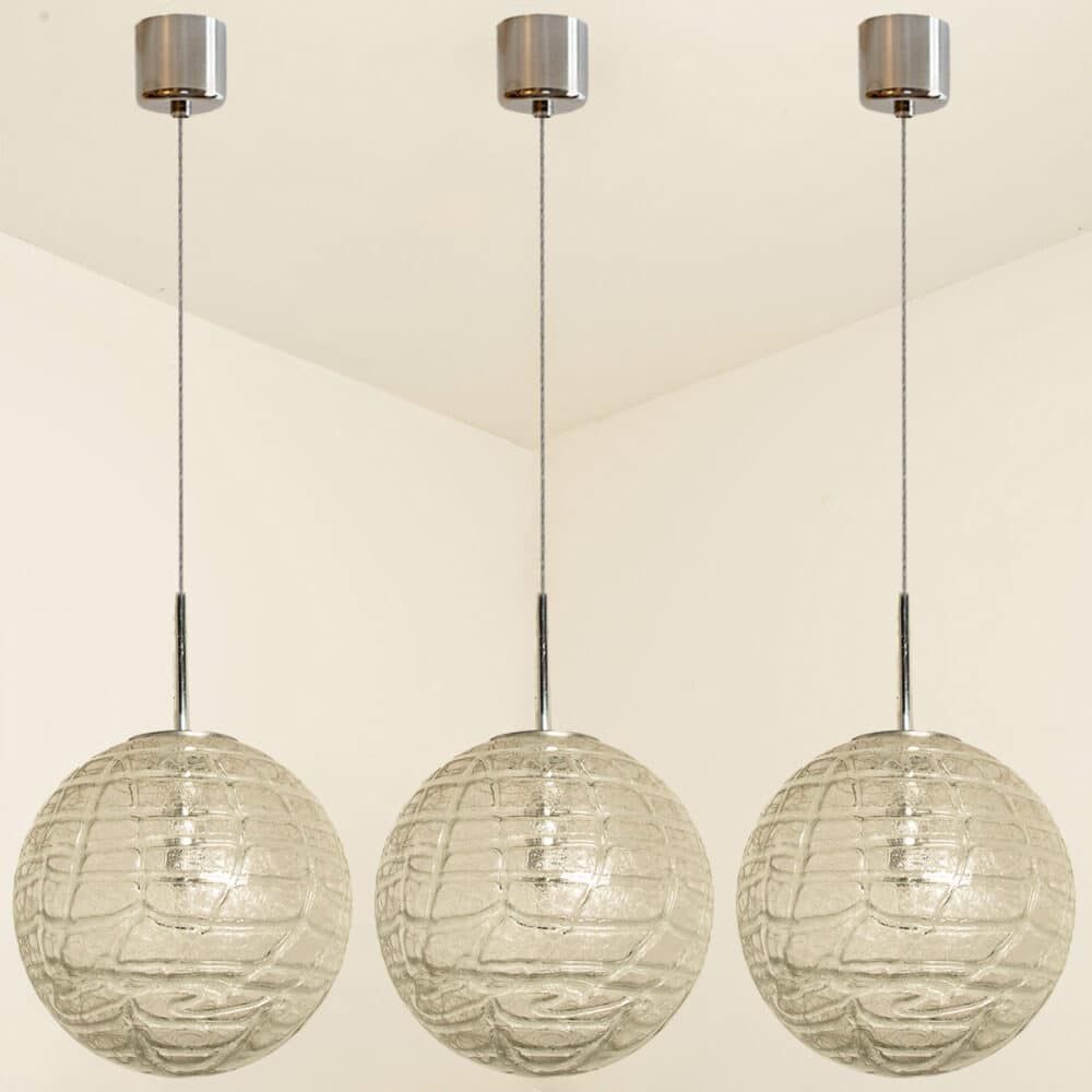 1 of the 3 Murano Clear Glass Pendant Lights, 1960s