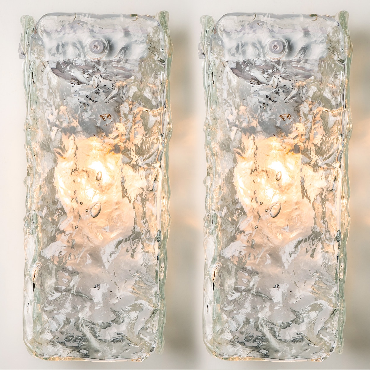 Several Textured Clear Glass Wall Sconces, Austria