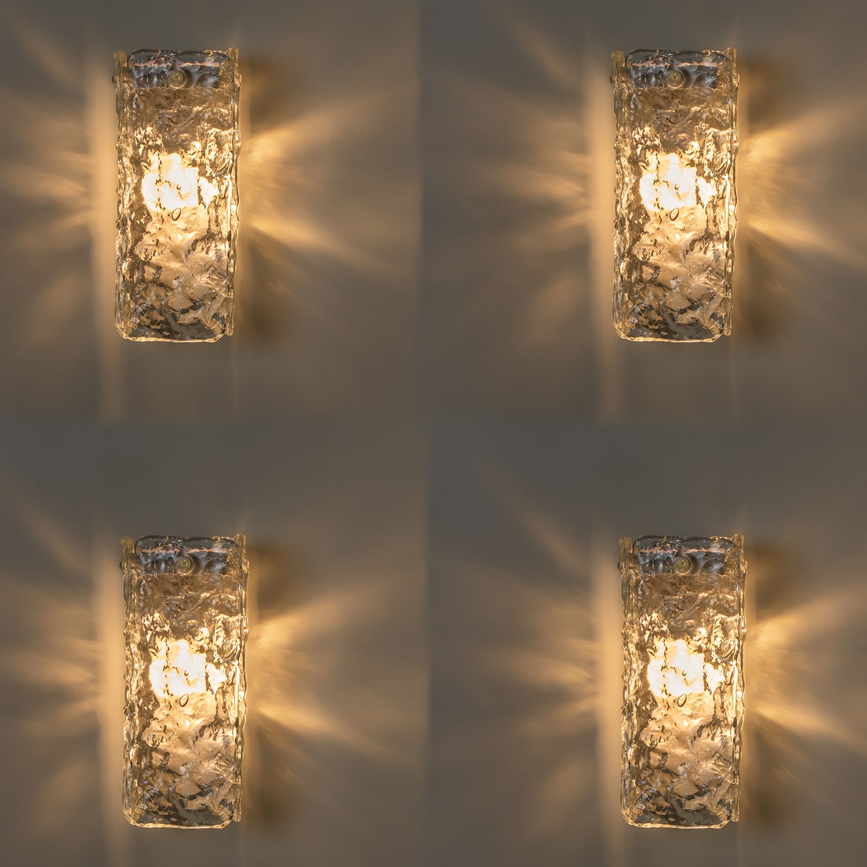 Several Textured Clear Glass Wall Sconces, Austria