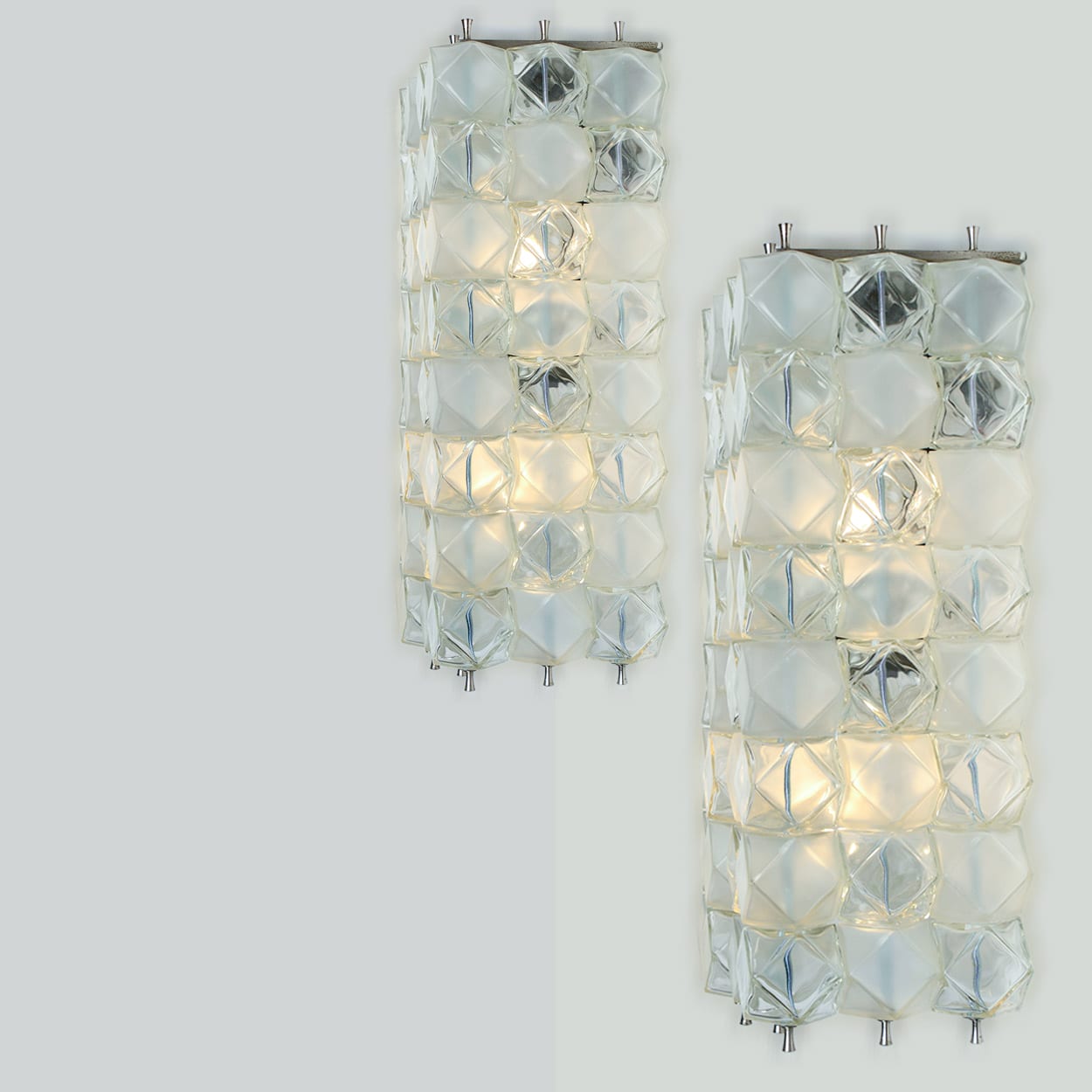 1 of the 2 pairs XL Filvem Voghera Crystal and Nickel Plated Wall Lamps