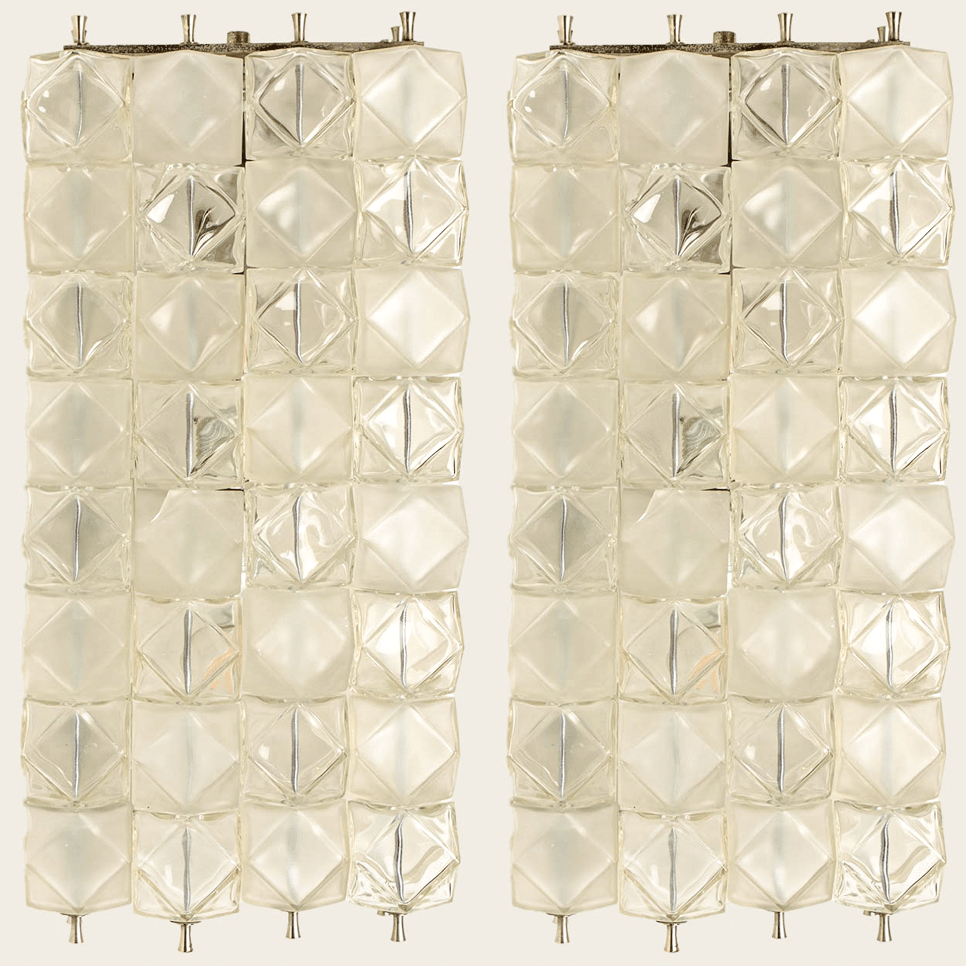 1 of the 2 pairs XL Filvem Voghera Crystal and Nickel Plated Wall Lamps