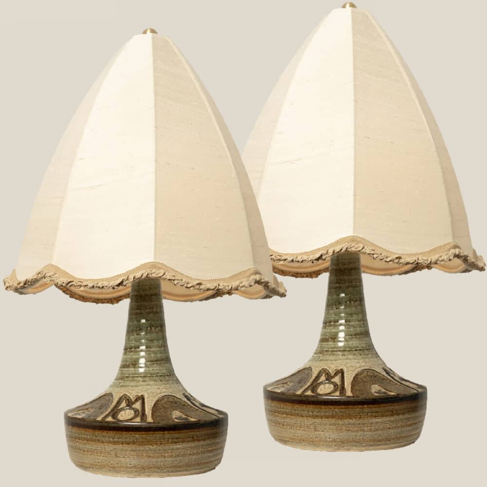 Pair of Ceramic Table Lamp by Noomi Backhausen for Soholm, Denmark 1960s