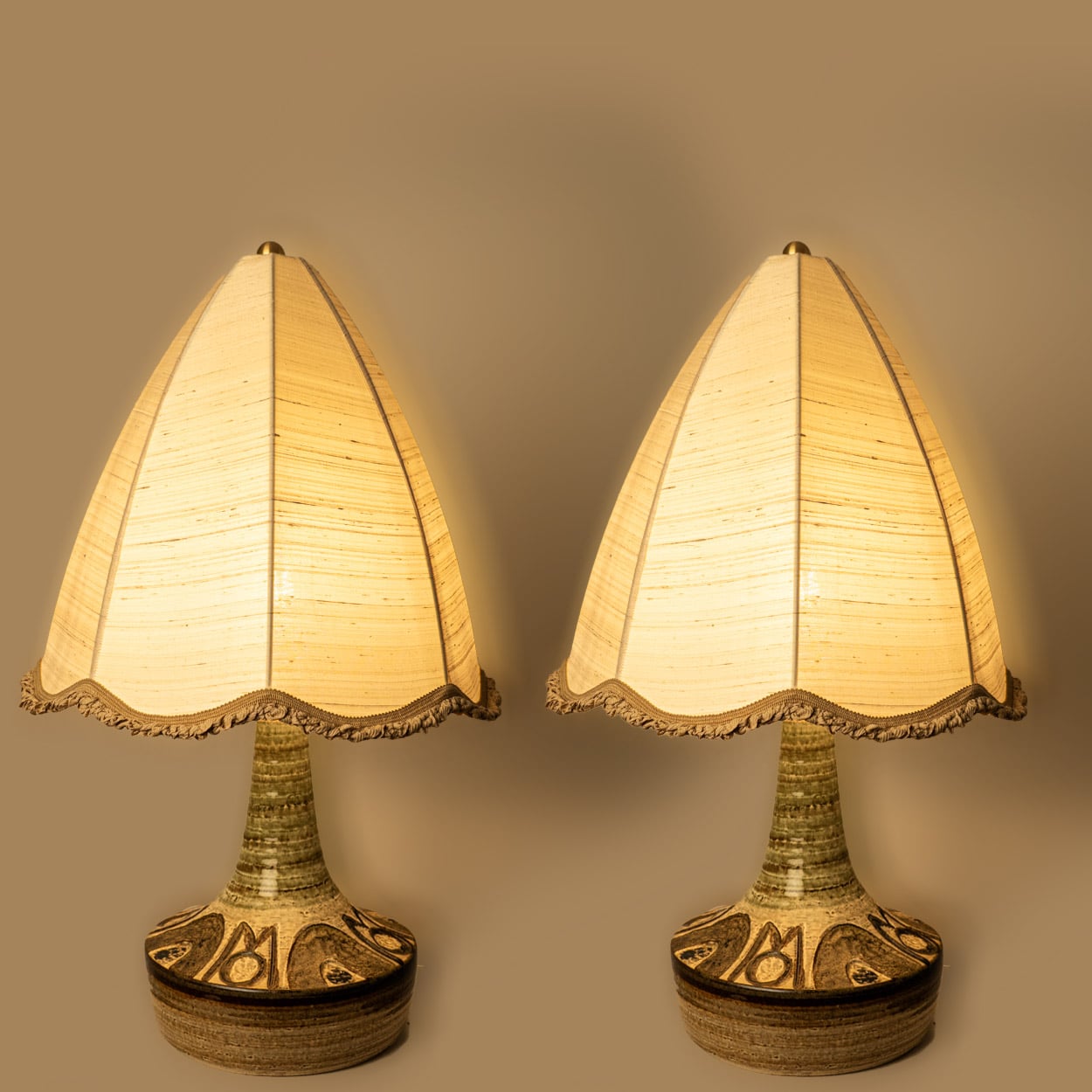 Pair of Ceramic Table Lamp by Noomi Backhausen for Soholm, Denmark 1960s