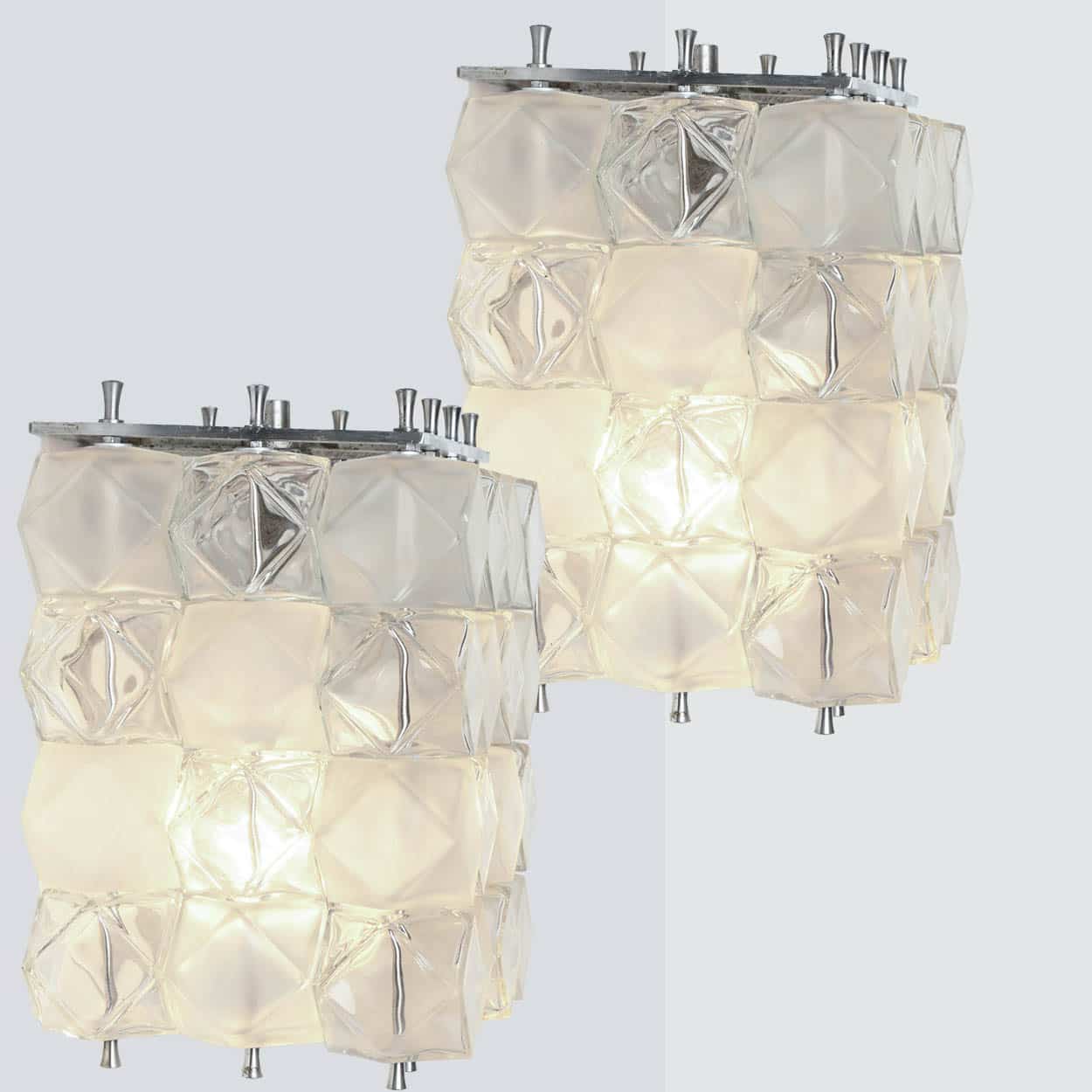 Several Filvem Voghera Crystal and Nickel Plated Wall Lamps