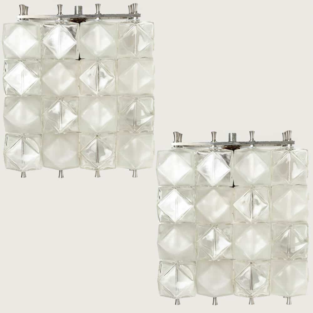 Several Filvem Voghera Crystal and Nickel Plated Wall Lamps