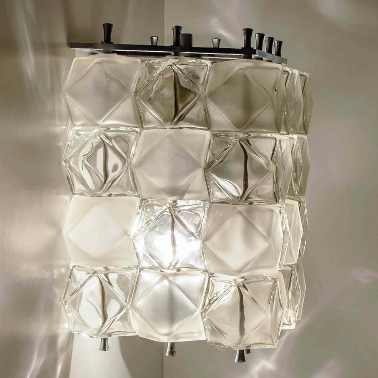 Several Filvem Voghera Crystal and Nickel Plated Wall Lamps