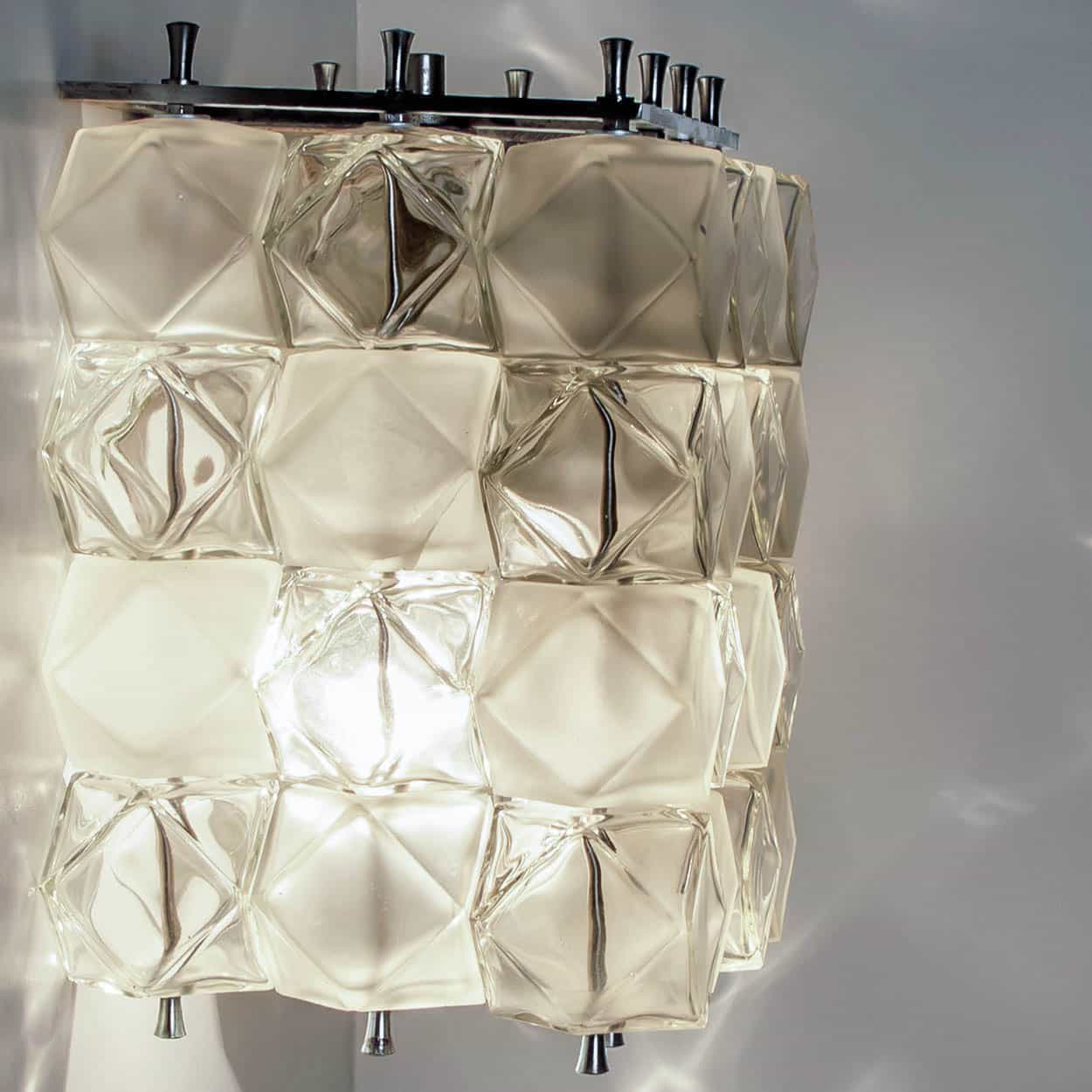 Several Filvem Voghera Crystal and Nickel Plated Wall Lamps