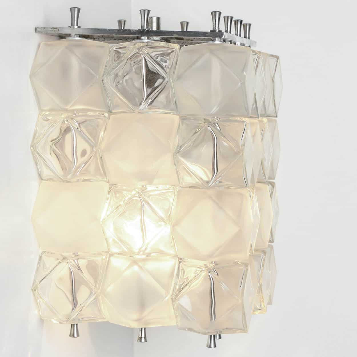 Several Filvem Voghera Crystal and Nickel Plated Wall Lamps
