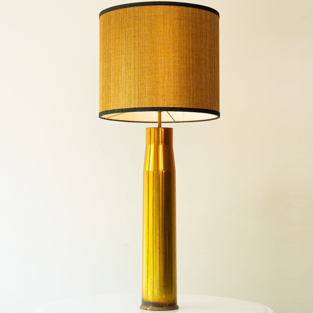 Pair of Bitossi Ceramic FLoor Table Lamps, Silk Lampshade by R. Houben