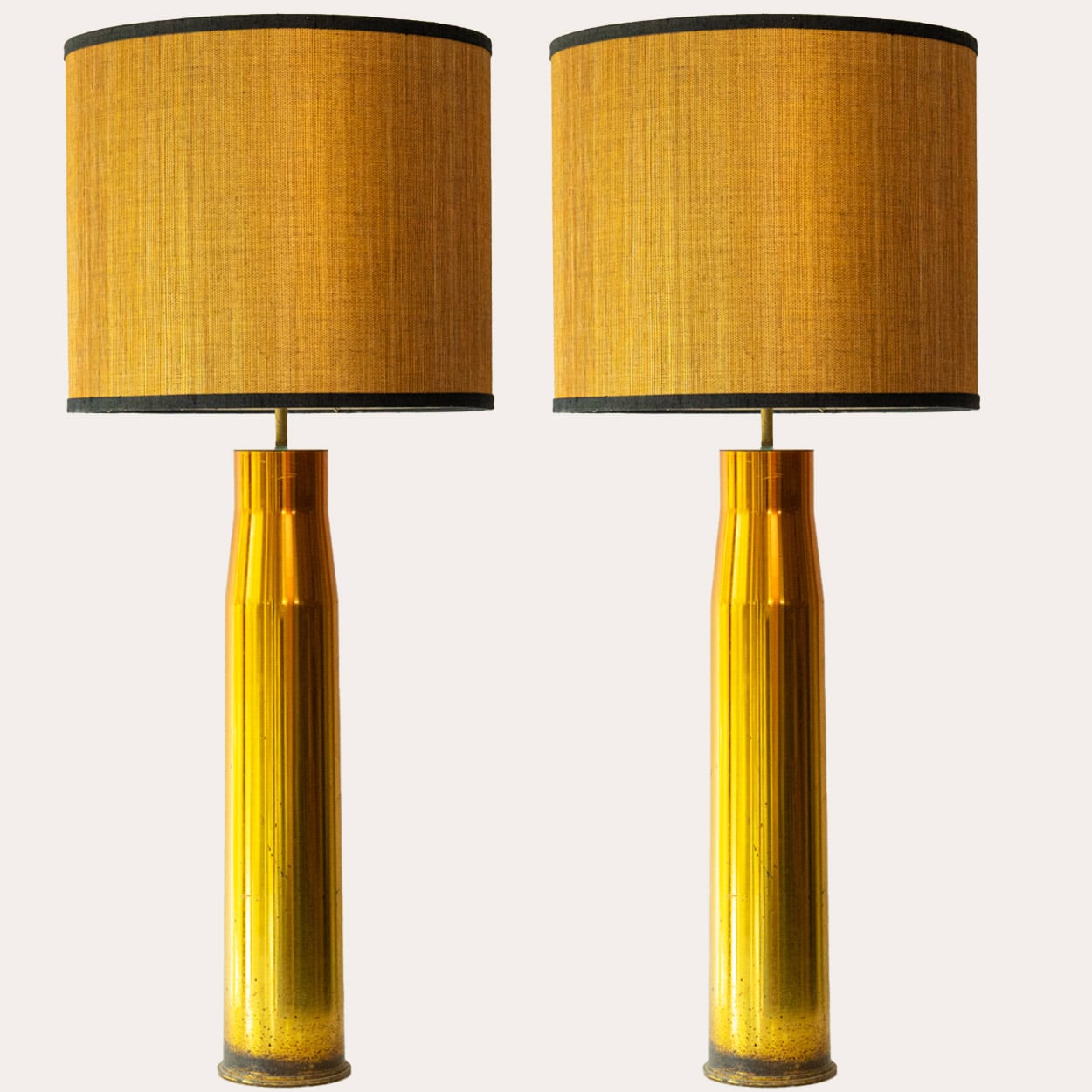 Pair of Bitossi Ceramic FLoor Table Lamps, Silk Lampshade by R. Houben