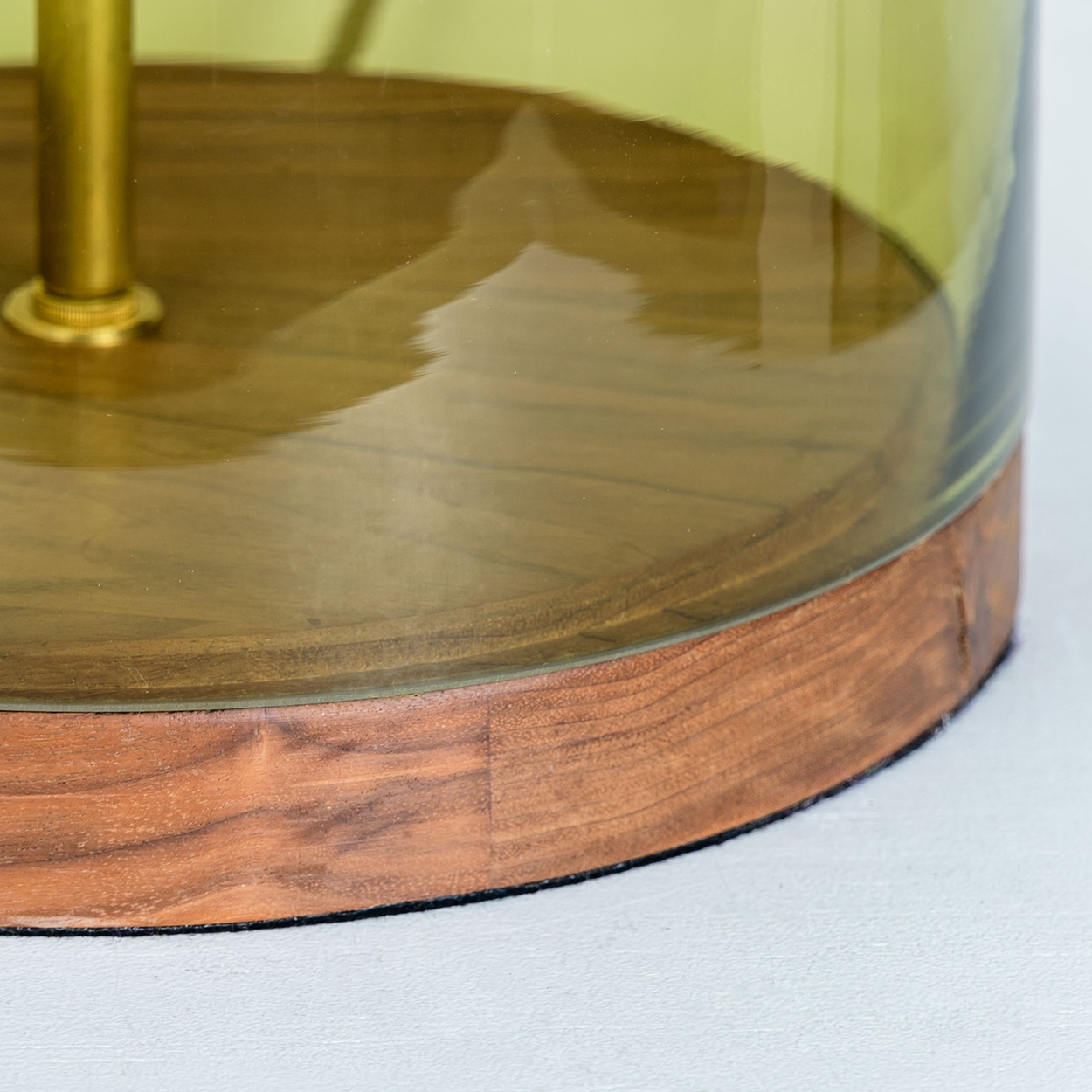 1 of the 6 XL Green Glass Table Lamps, Custom Silk Lamp Shades by R. Houben