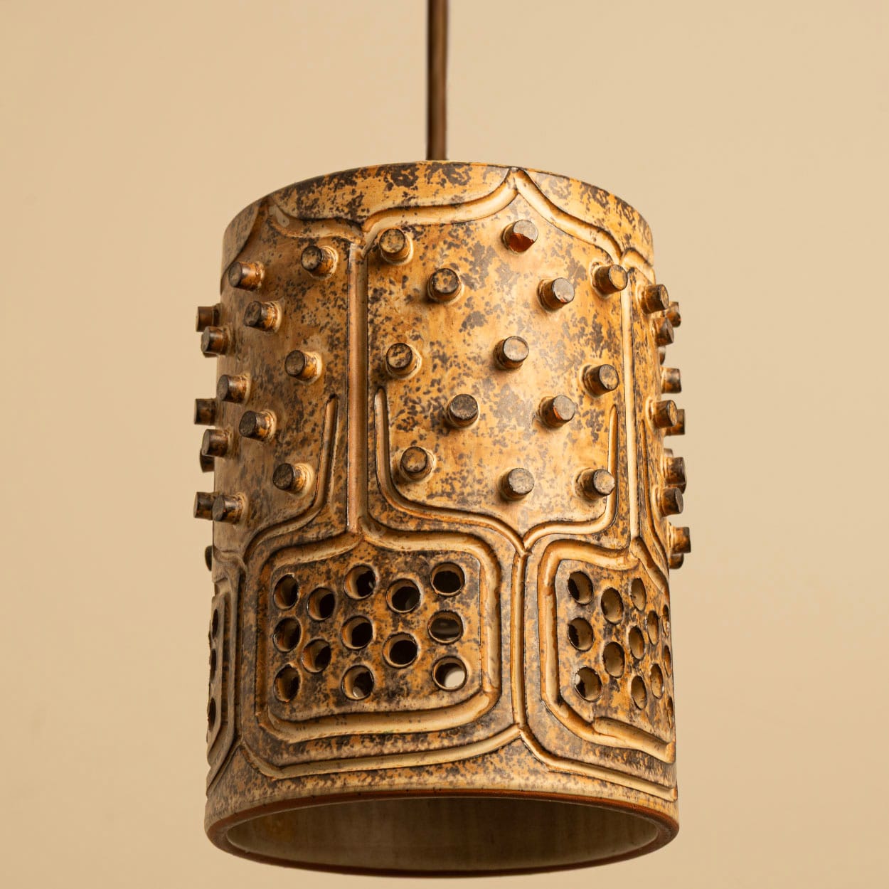 1 of the 3 Ceramic Brown Pendants, Denmark 1960