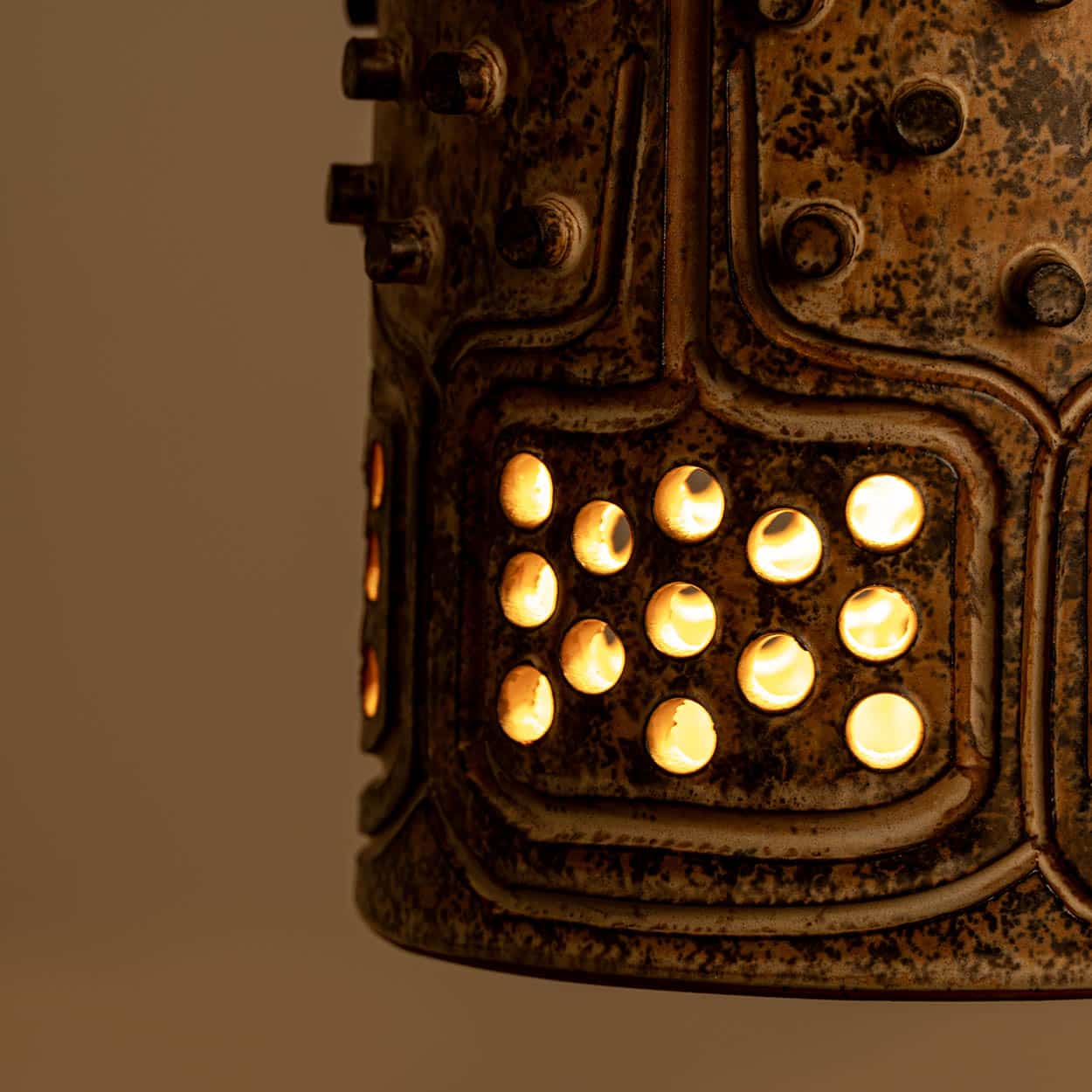 1 of the 3 Ceramic Brown Pendants, Denmark 1960