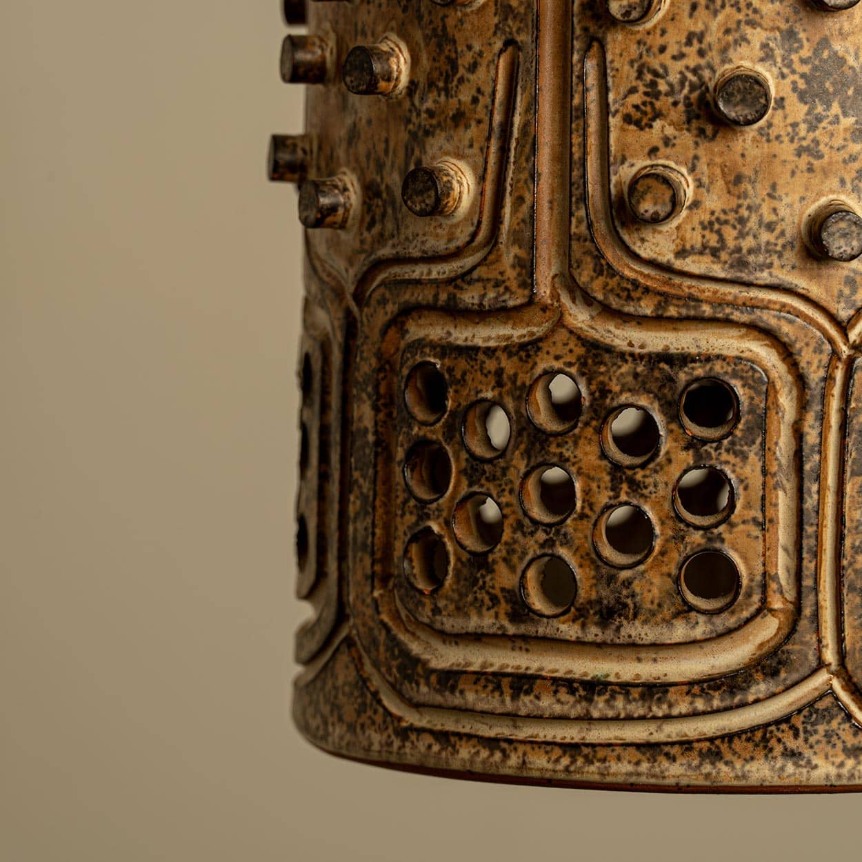 1 of the 3 Ceramic Brown Pendants, Denmark 1960