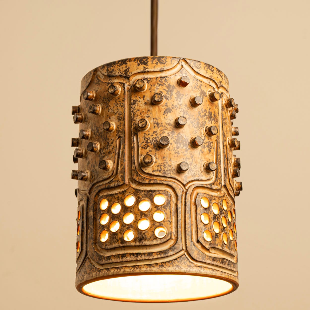 1 of the 3 Ceramic Brown Pendants, Denmark 1960