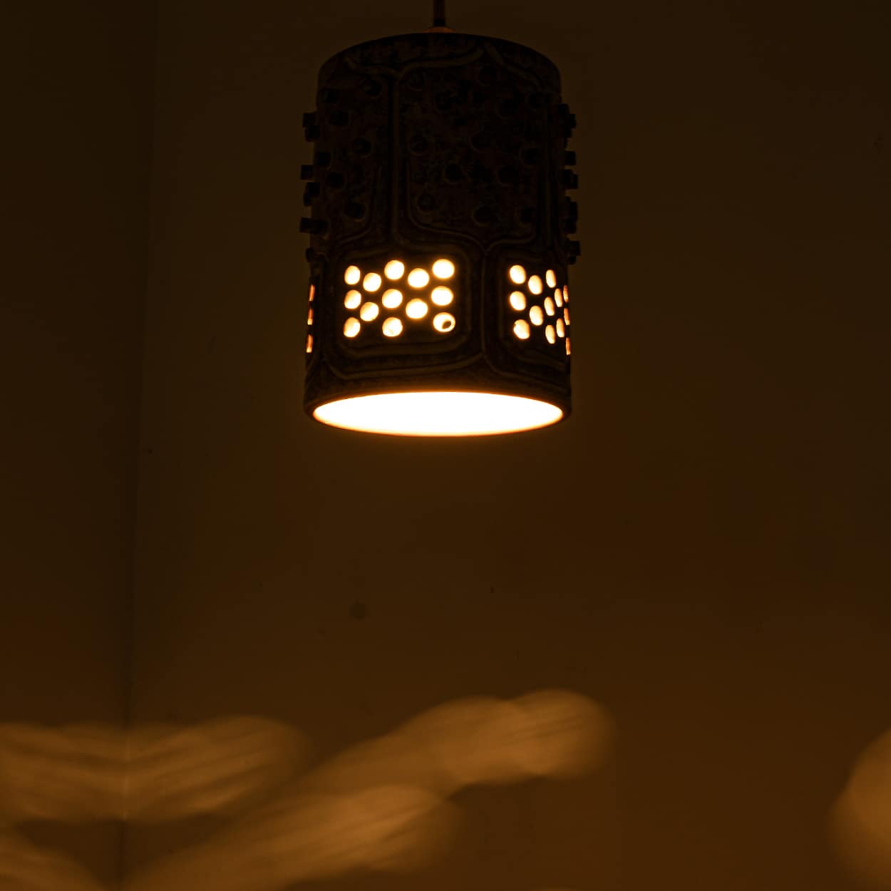 1 of the 3 Ceramic Brown Pendants, Denmark 1960