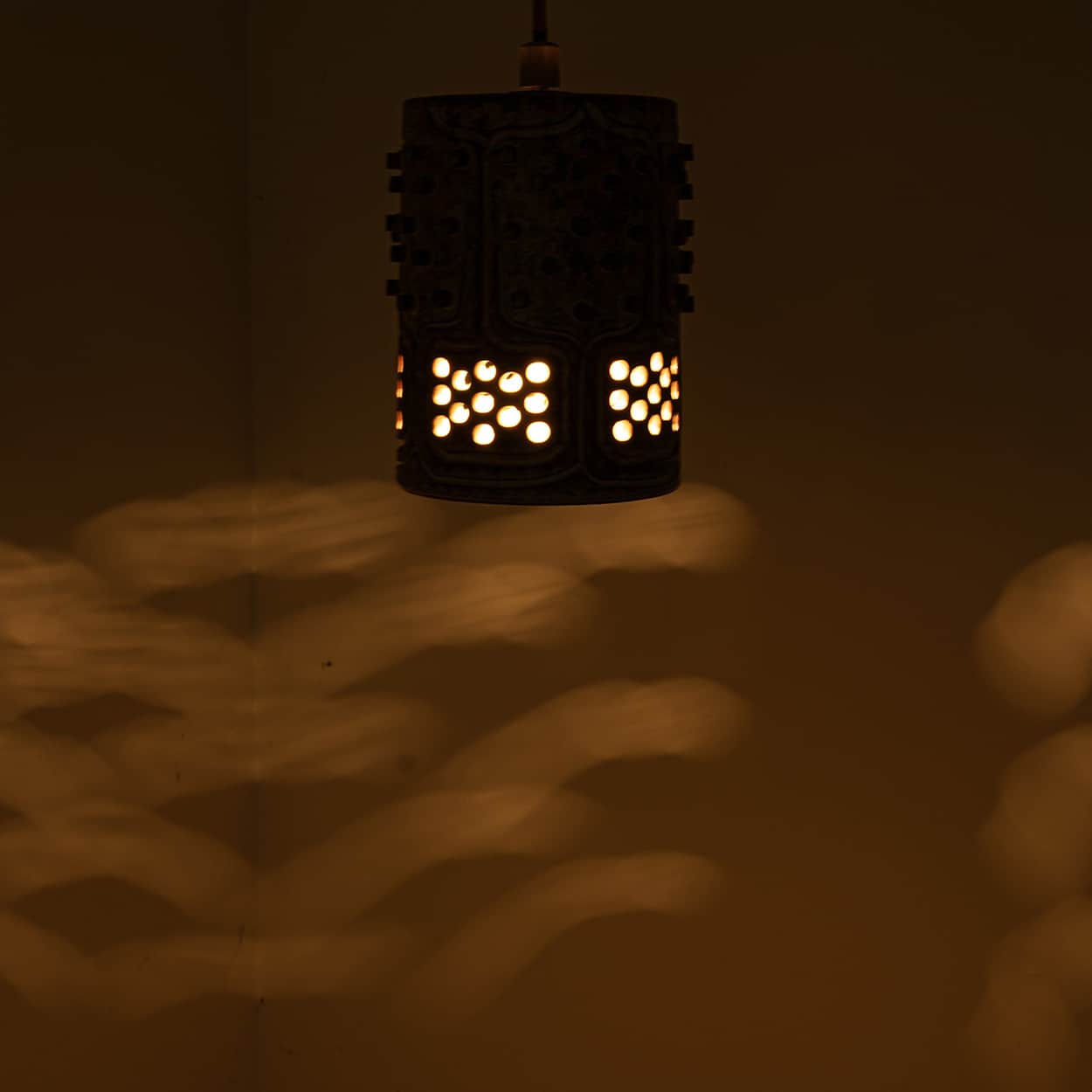 1 of the 3 Ceramic Brown Pendants, Denmark 1960