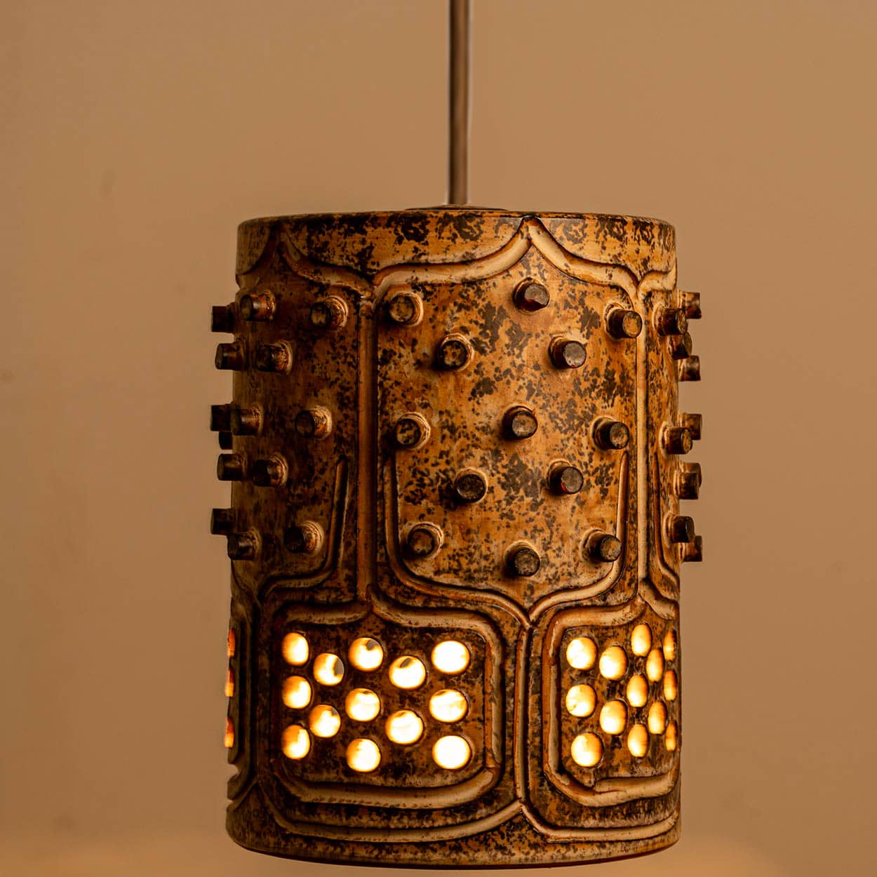 1 of the 3 Ceramic Brown Pendants, Denmark 1960