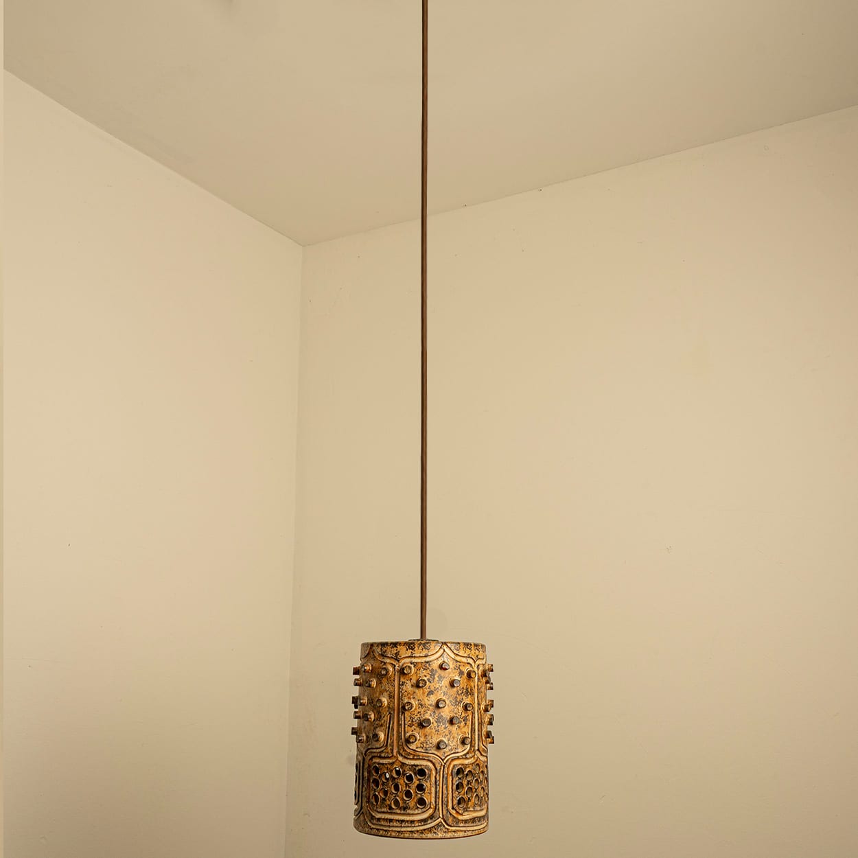 1 of the 3 Ceramic Brown Pendants, Denmark 1960