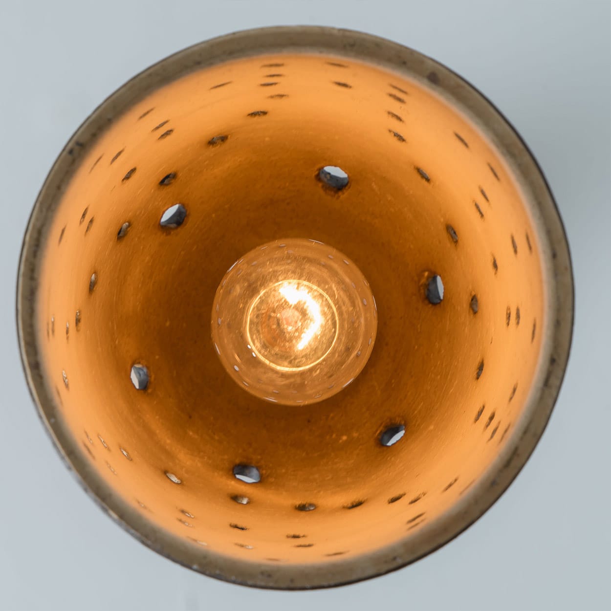 1 of the 2 Burgundy Beige Ceramic Pendants, Denmark, 1960s