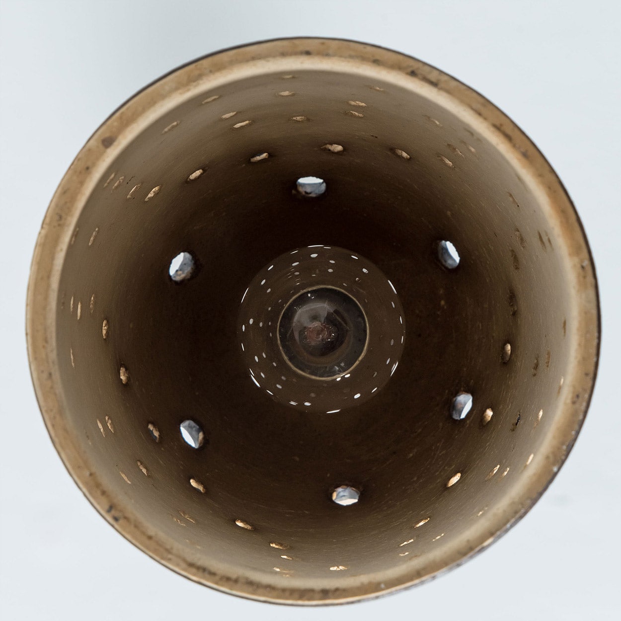 1 of the 2 Burgundy Beige Ceramic Pendants, Denmark, 1960s