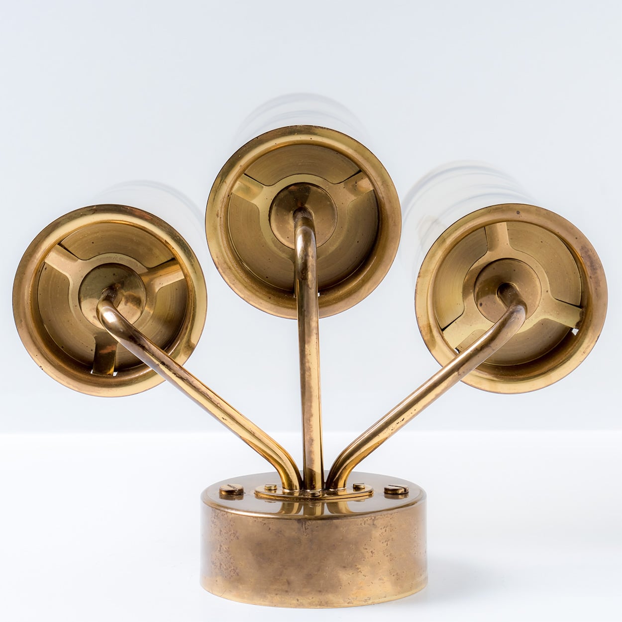 Pair of Brass and Amber Glass Wall Lights by Jakobsson, 1960