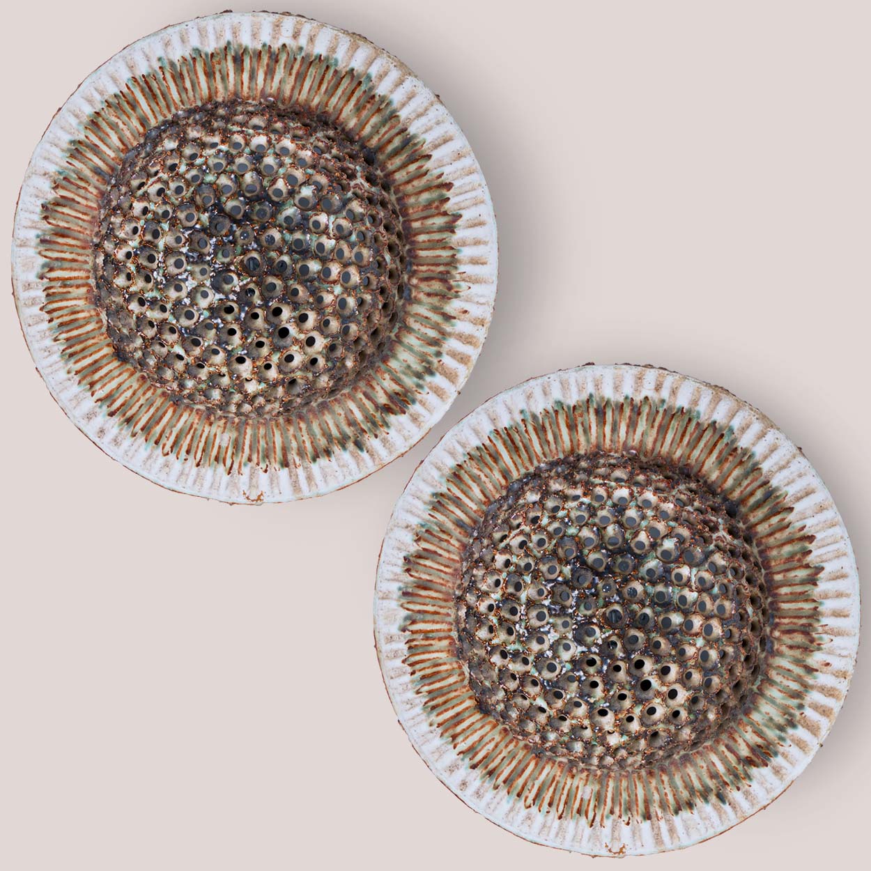 1 of the 2 Beautiful Round Ceramic Wall Lights in the style of Axella, Denmark