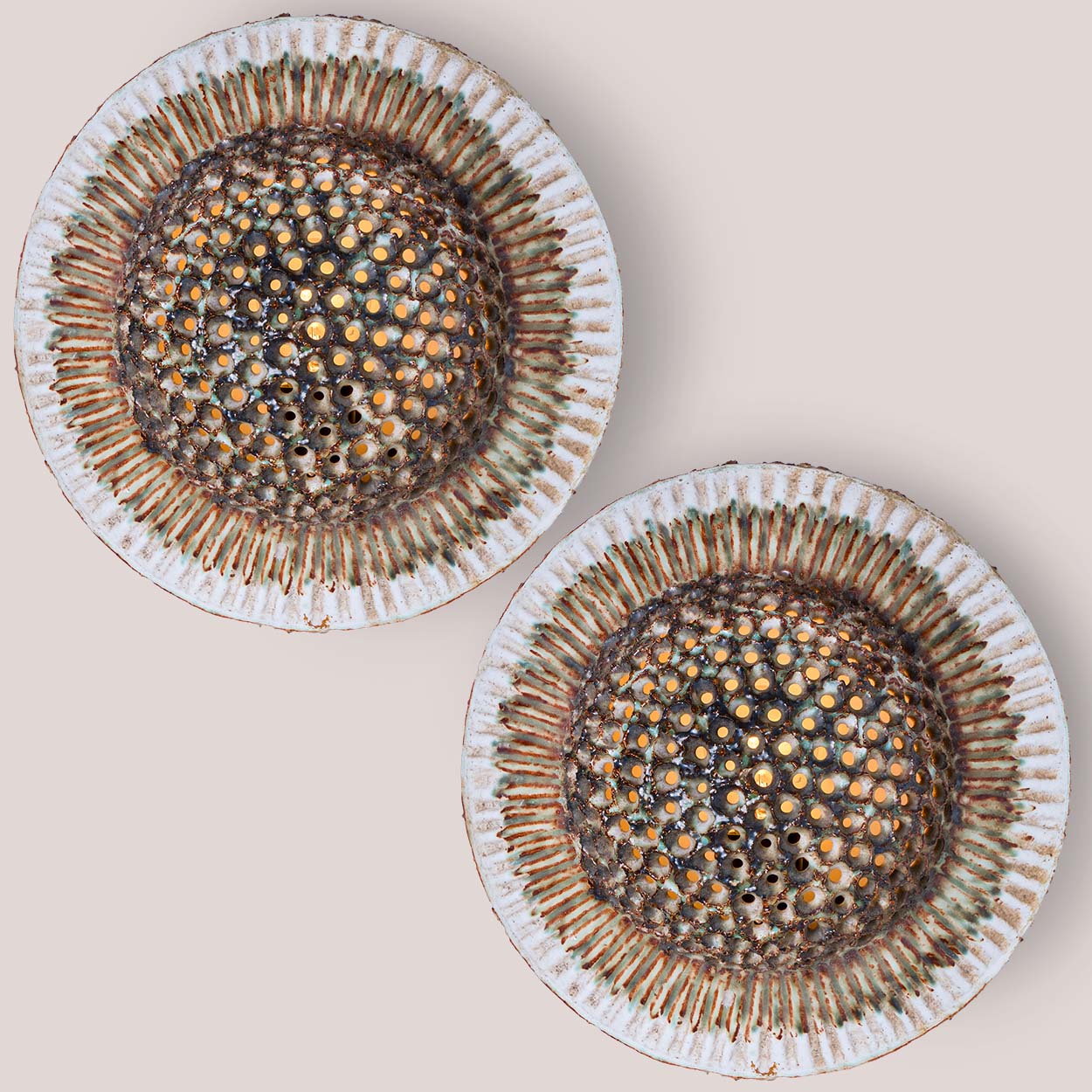 1 of the 2 Beautiful Round Ceramic Wall Lights in the style of Axella, Denmark