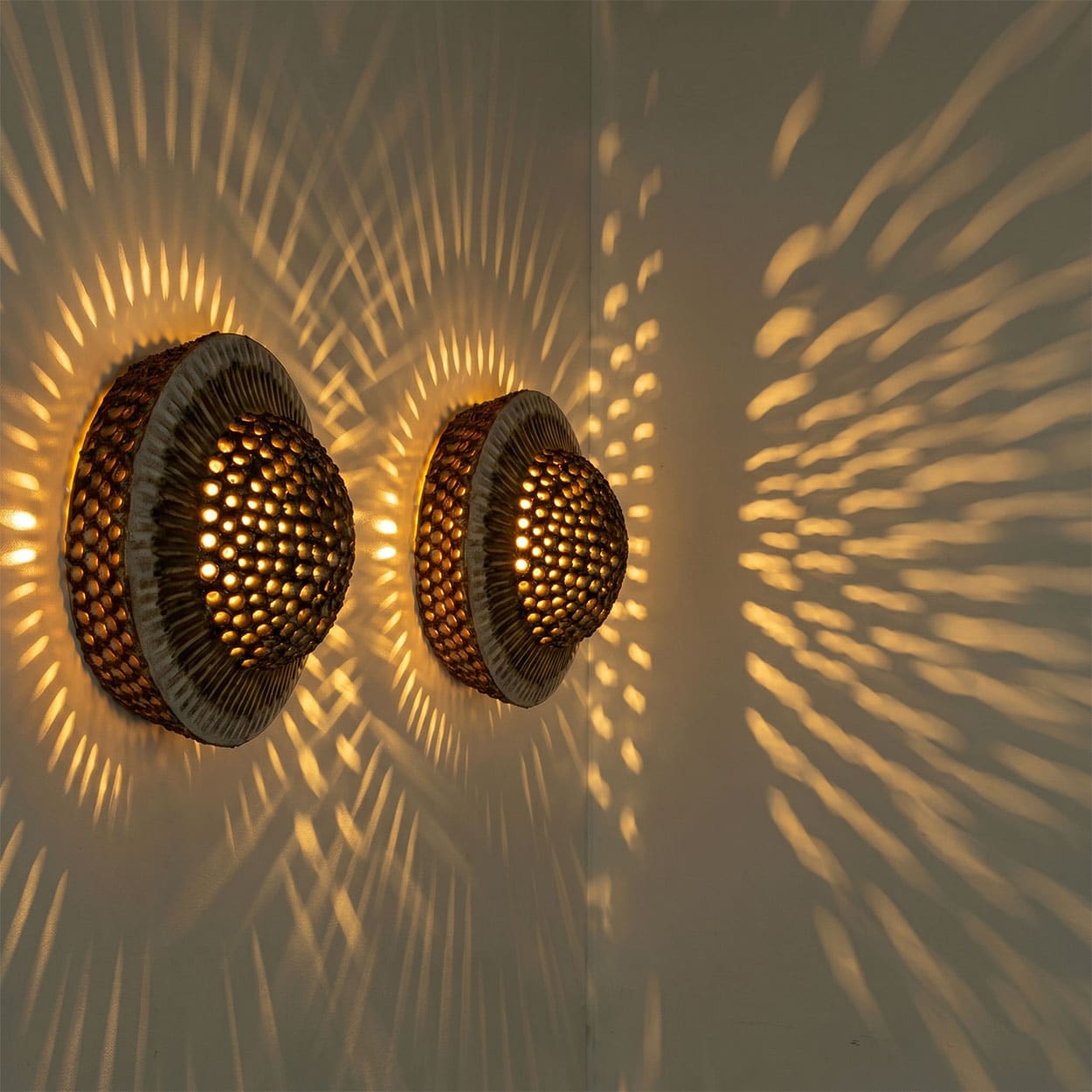 1 of the 2 Beautiful Round Ceramic Wall Lights in the style of Axella, Denmark